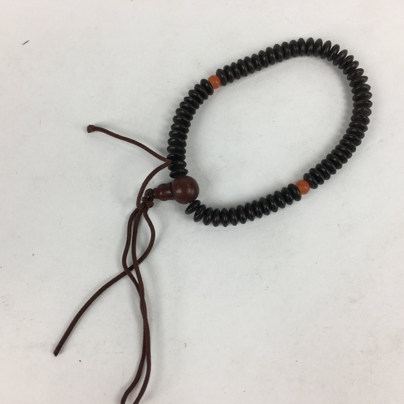 Japanese Buddhist Prayer Beads Vtg Wood Black Juzu Rosary Bracelet JZ91