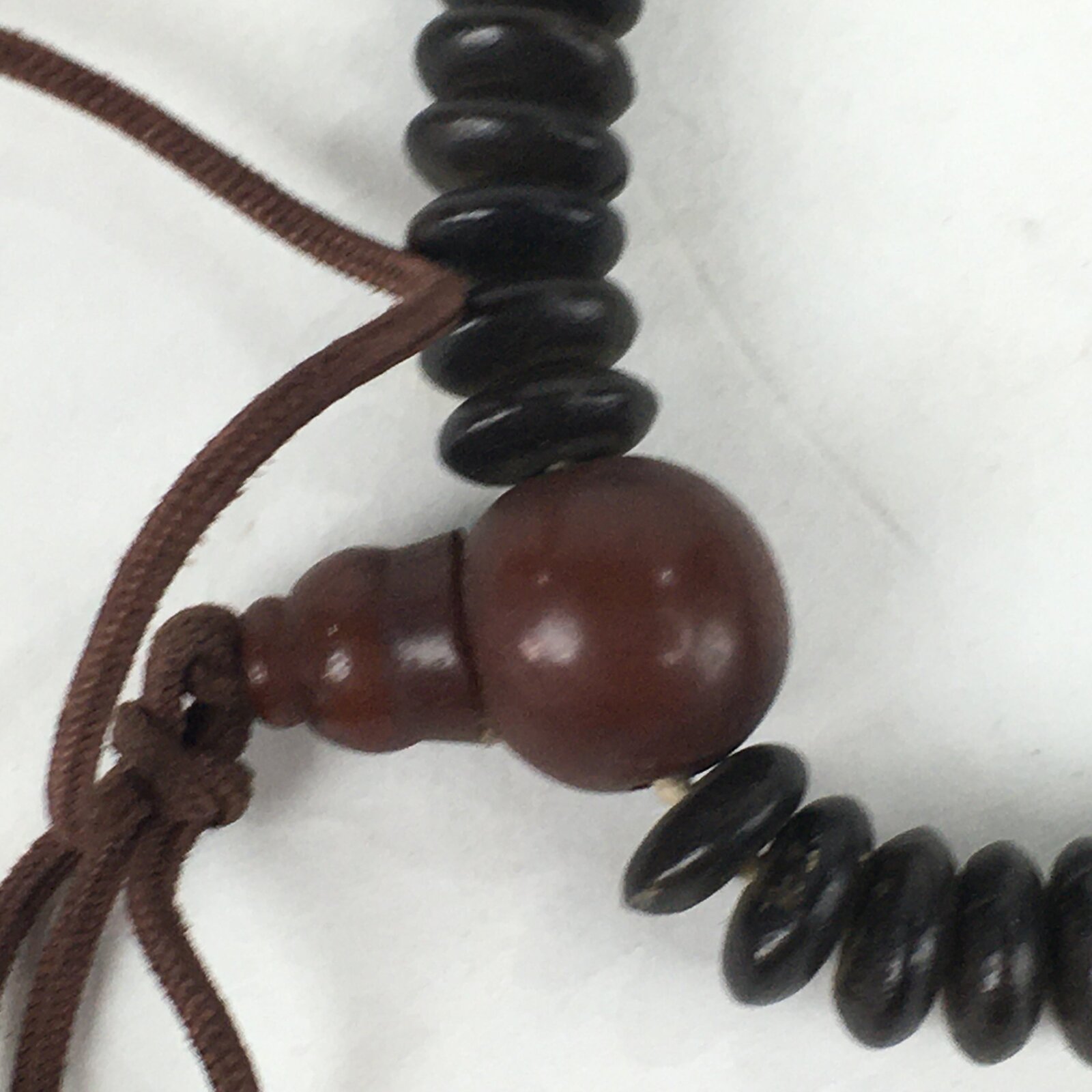 Japanese Buddhist Prayer Beads Vtg Wood Black Juzu Rosary Bracelet JZ91