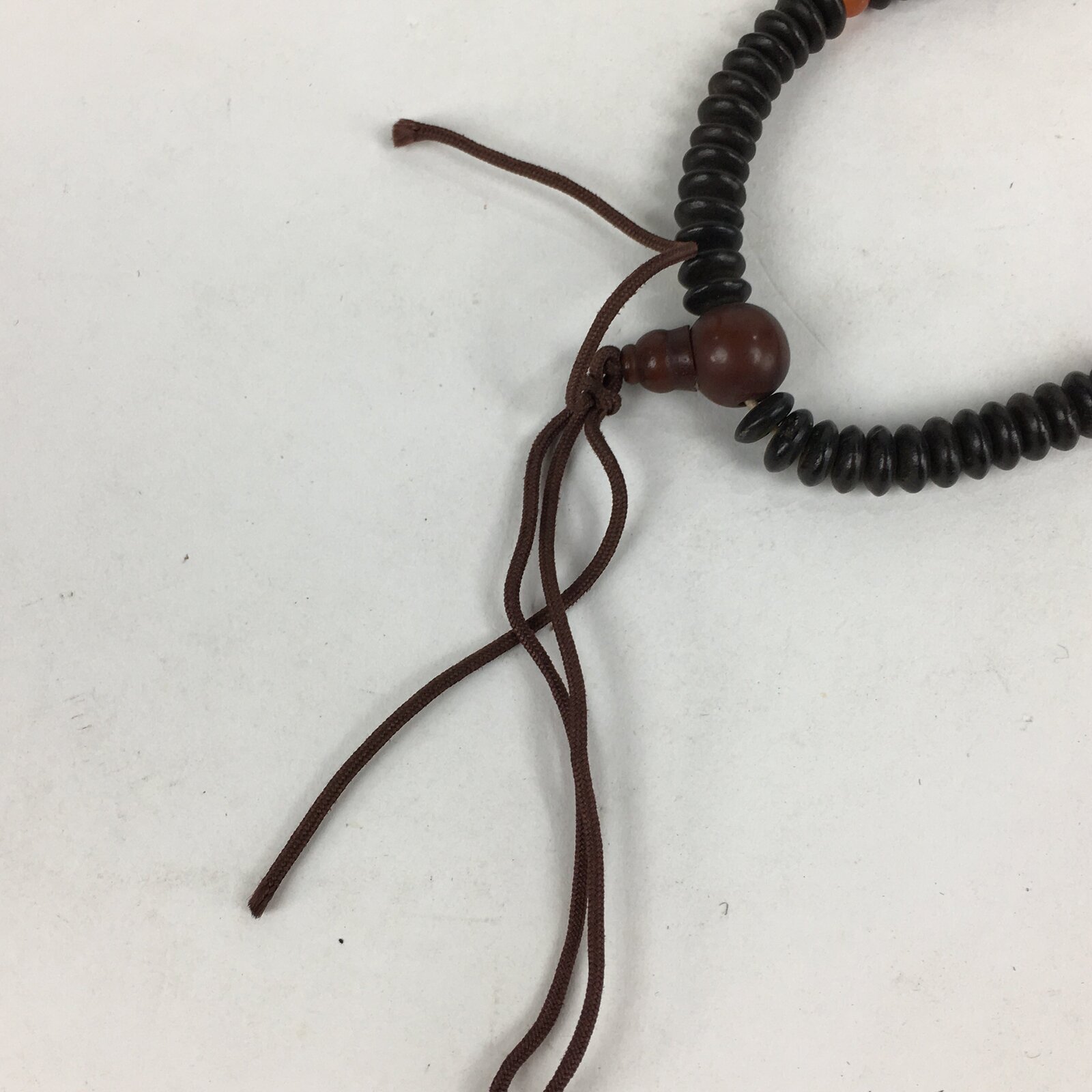 Japanese Buddhist Prayer Beads Vtg Wood Black Juzu Rosary Bracelet JZ91