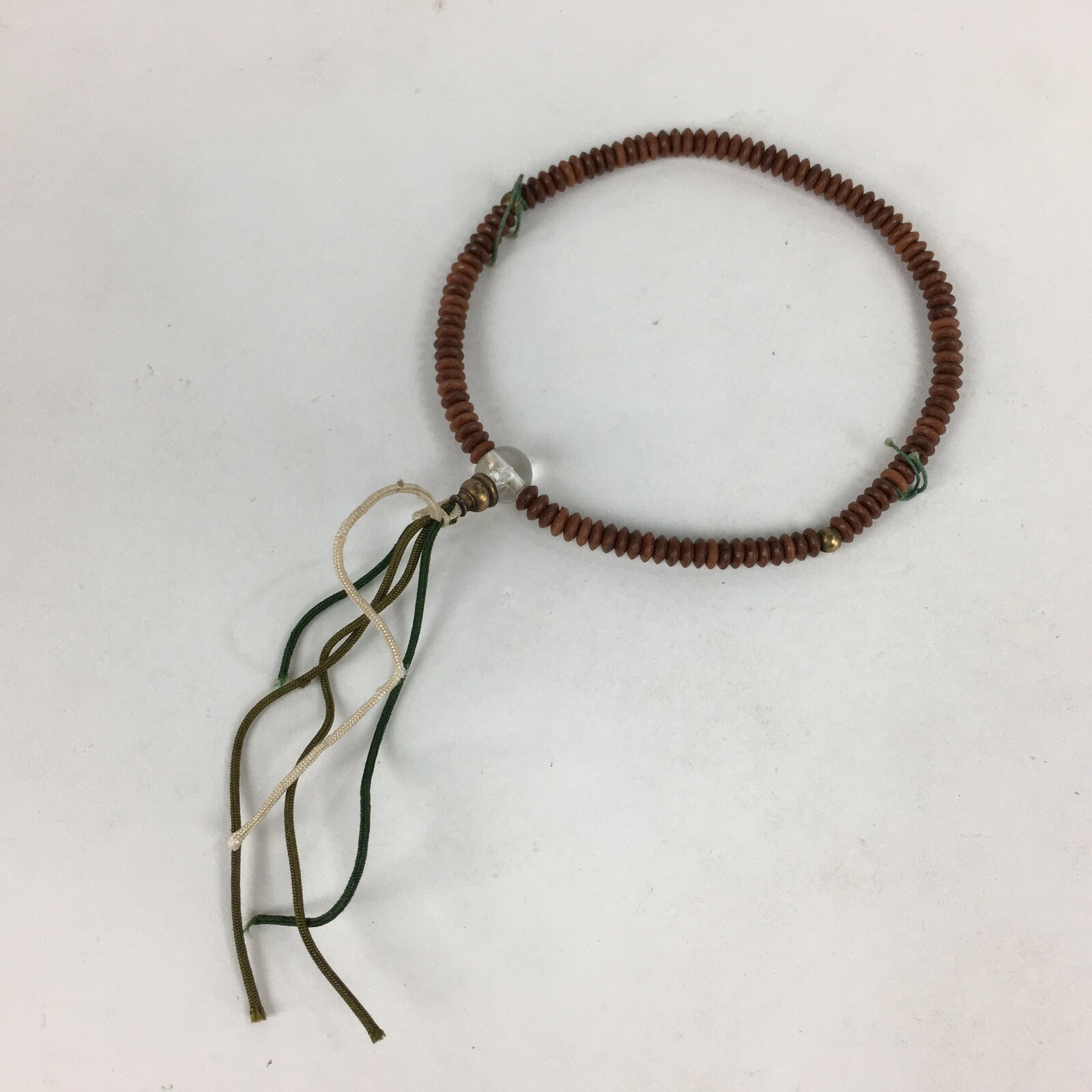 Japanese Buddhist Prayer Beads Vtg Wood Brown Juzu Rosary Bracelet JZ89