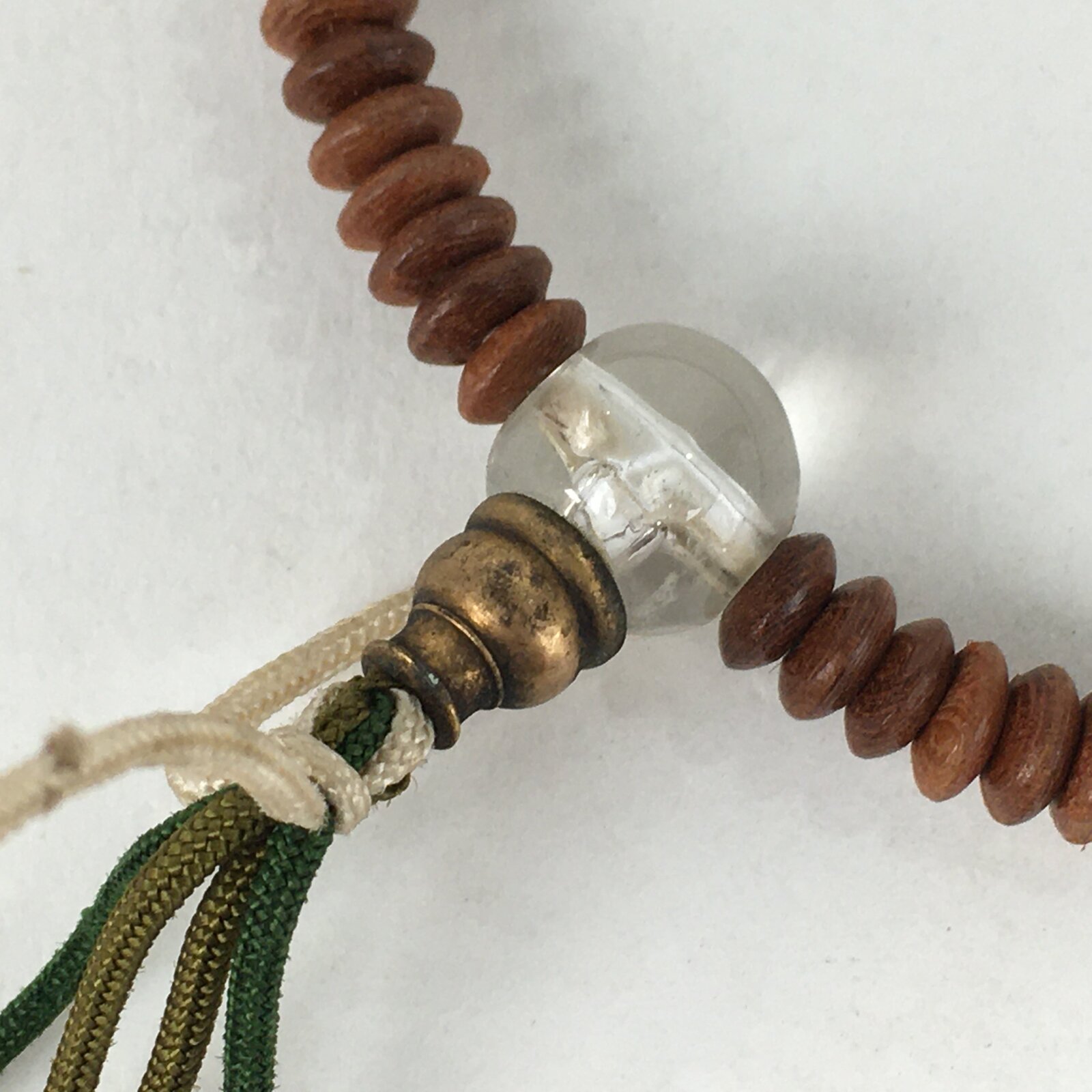 Japanese Buddhist Prayer Beads Vtg Wood Brown Juzu Rosary Bracelet JZ89