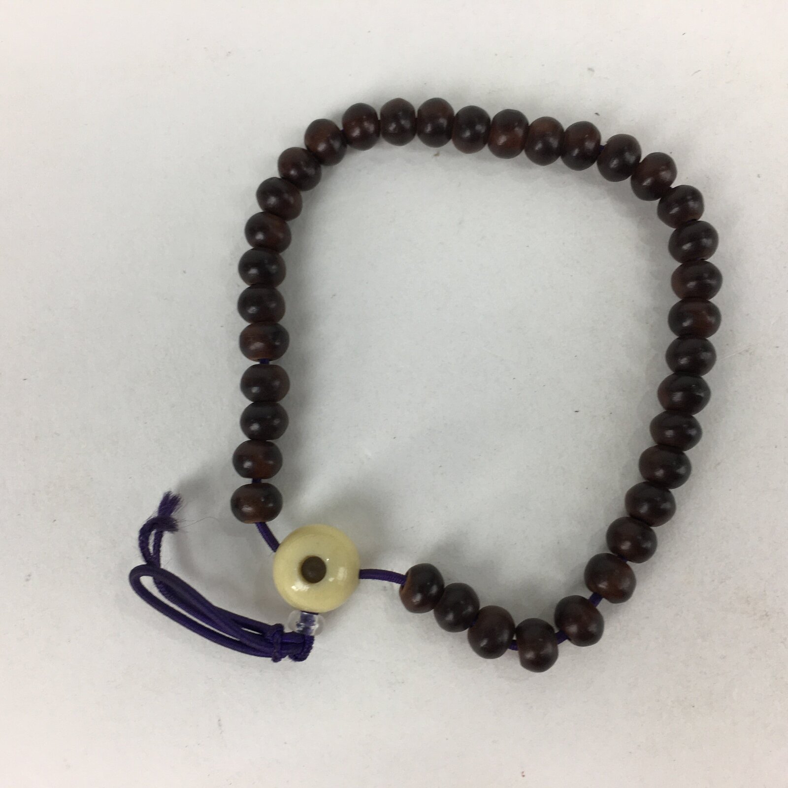 Japanese Buddhist Prayer Beads Vtg Wood Brown Juzu Small Rosary Bracelet JZ87
