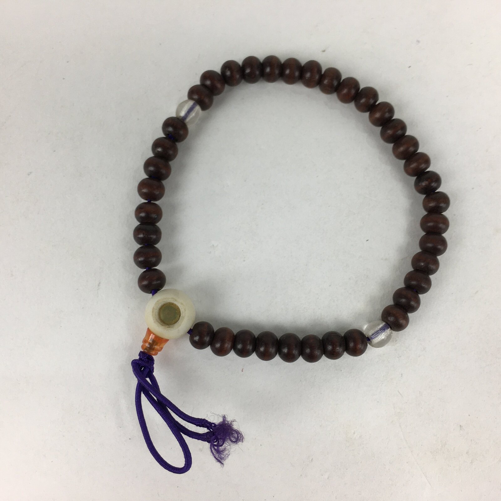 Japanese Buddhist Prayer Beads Vtg Wood Brown Juzu Small Rosary Bracelet JZ88