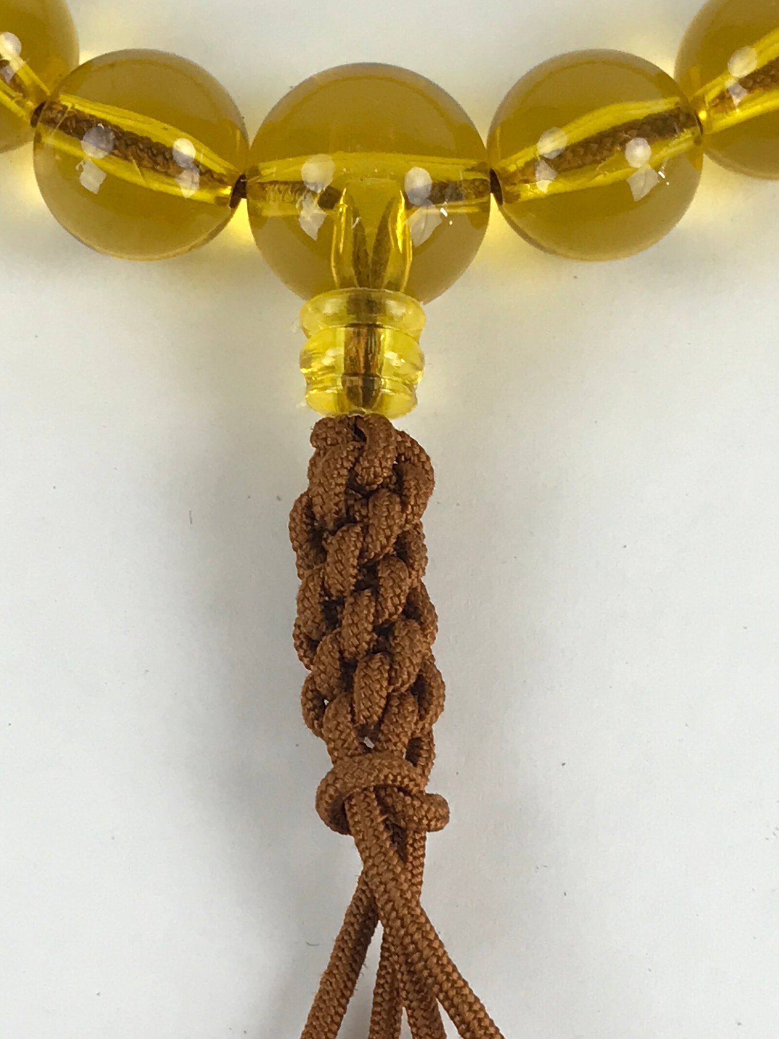 Japanese Buddhist Prayer Beads Worship Vtg Juzu Rosary Bracelet Yellowish Clear