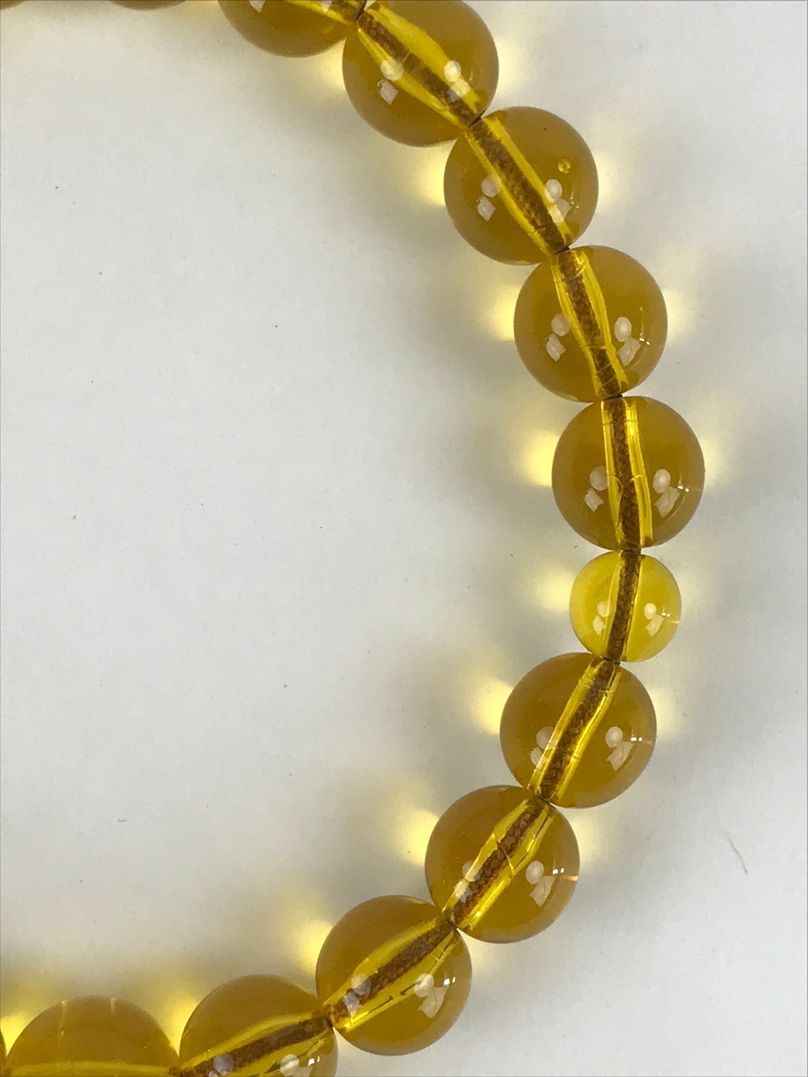 Japanese Buddhist Prayer Beads Worship Vtg Juzu Rosary Bracelet Yellowish Clear