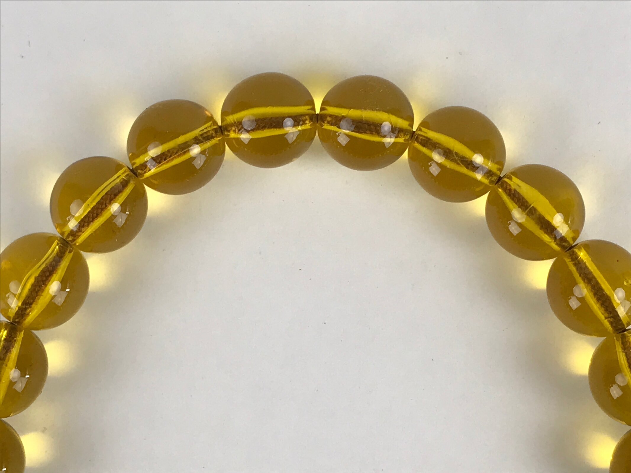 Japanese Buddhist Prayer Beads Worship Vtg Juzu Rosary Bracelet Yellowish Clear
