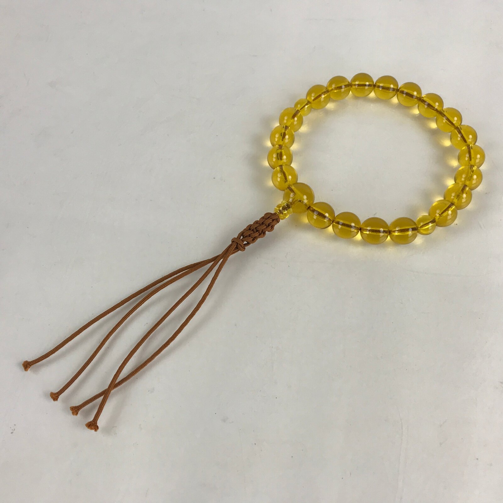 Japanese Buddhist Prayer Beads Worship Vtg Juzu Rosary Bracelet Yellowish Clear