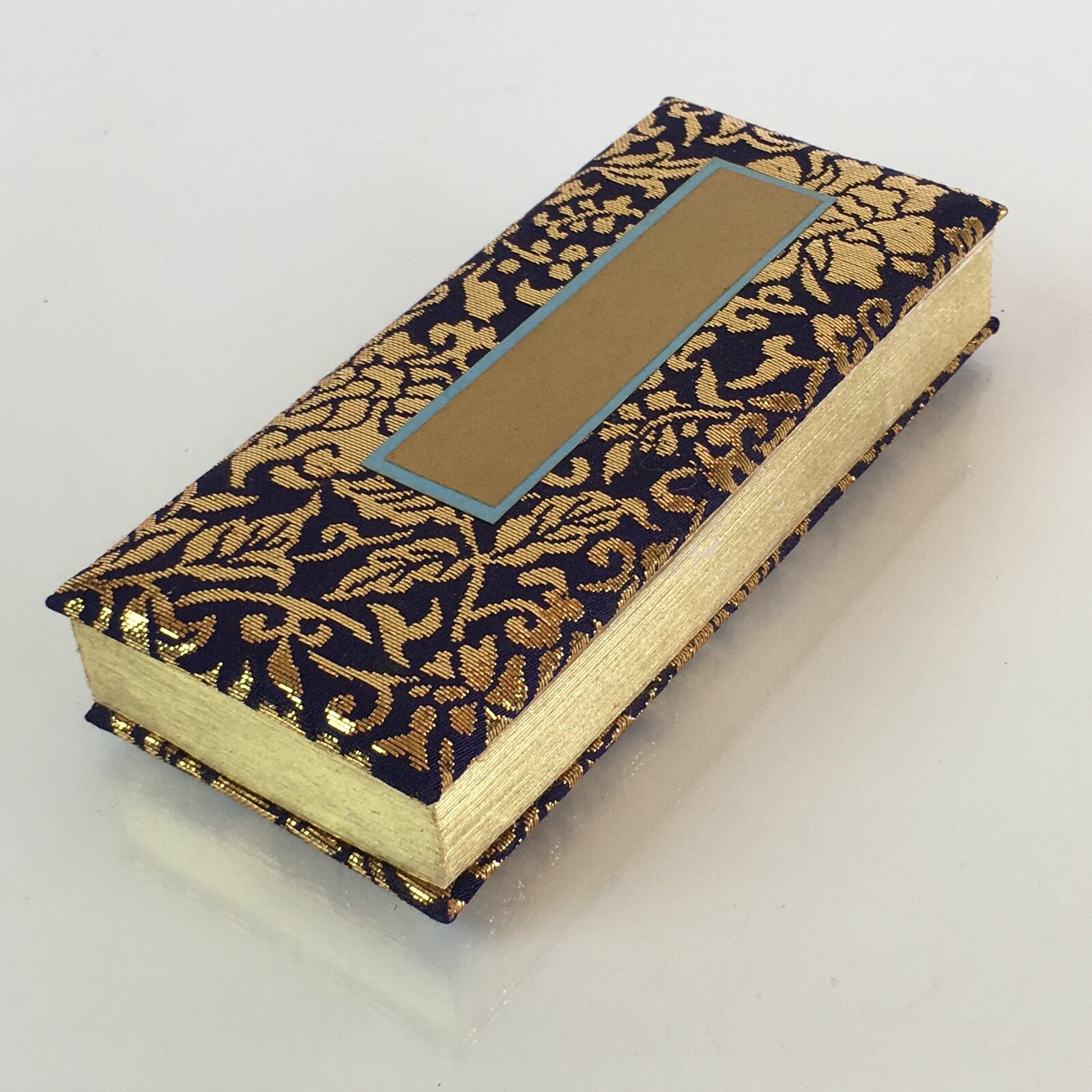 Japanese Buddhist Prayer Book Notepad Kakocho Vtg Paper Blue Fabric BU761