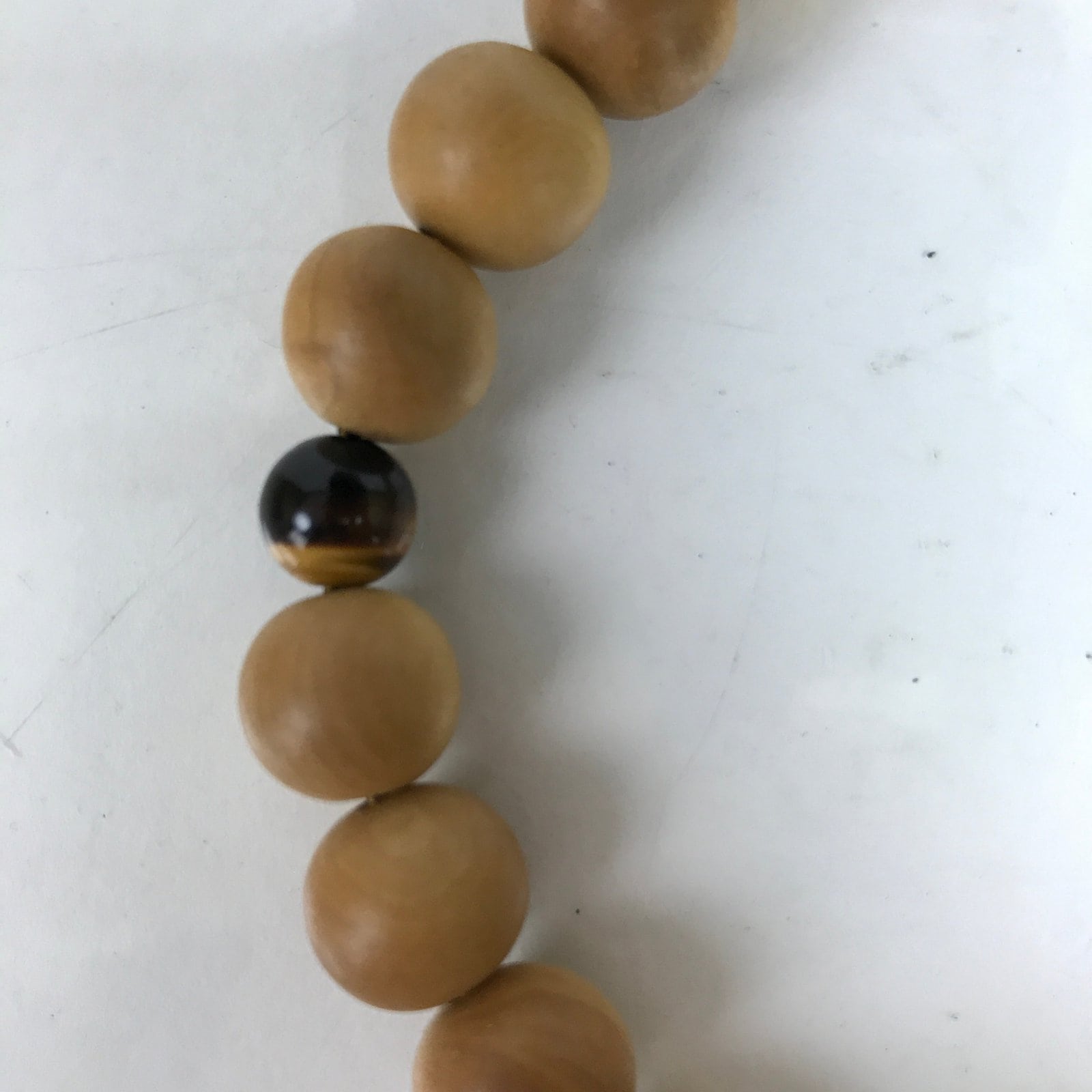 Japanese Buddhist Prayer Bracelet Kyonenju Beads Tsuge Wood Tiger Stone JZ160