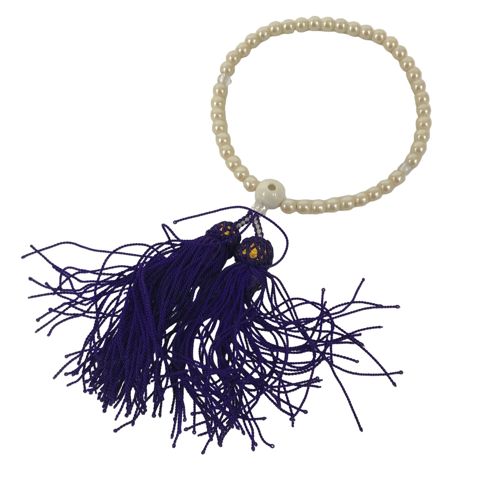 Japanese Buddhist Prayer Bracelet Vtg Juzu Pearl Purple Resin Beads Tassel JZ182
