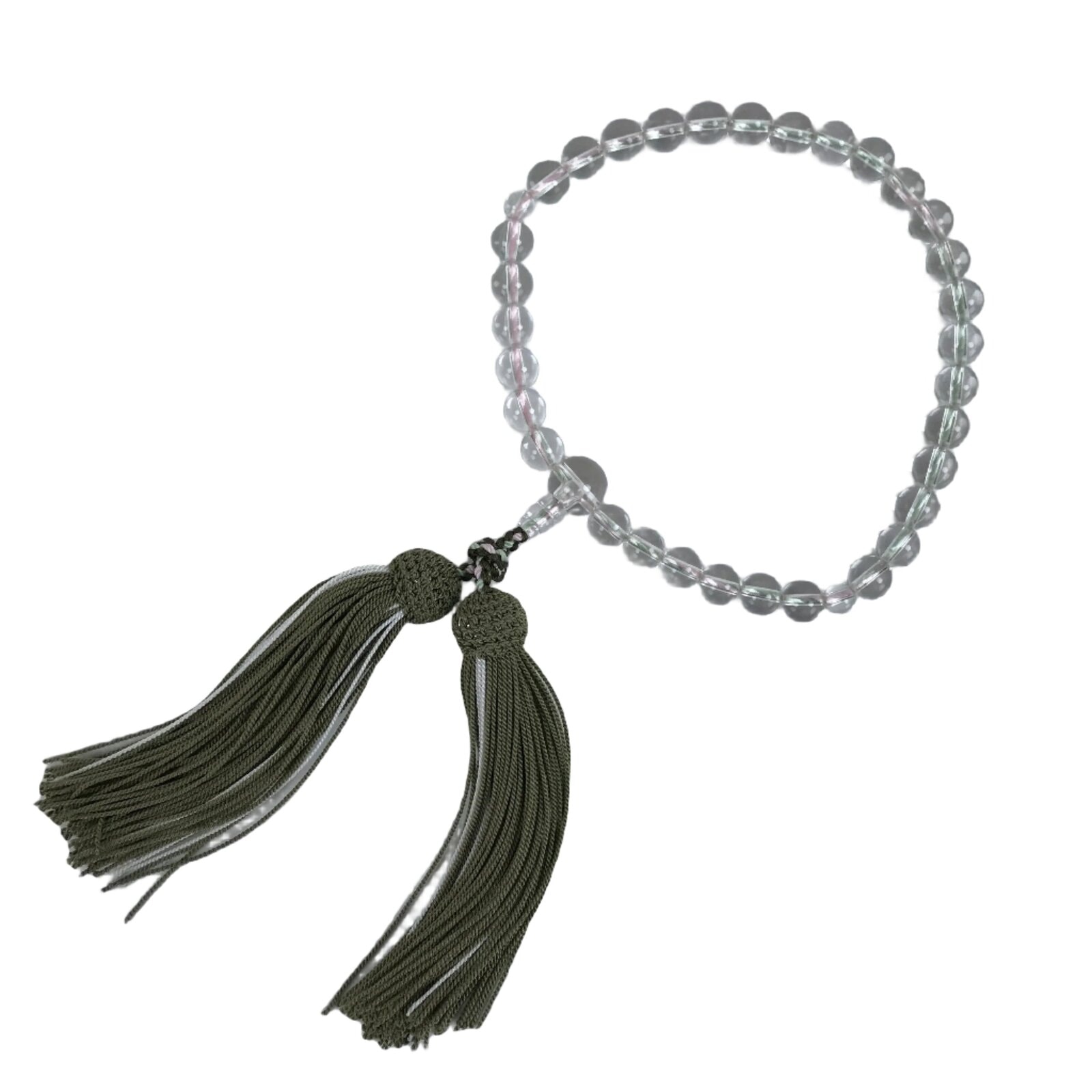 Japanese Buddhist Prayer Bracelet Vtg Kyonenju Juzu Beads Quartz Silk JZ161