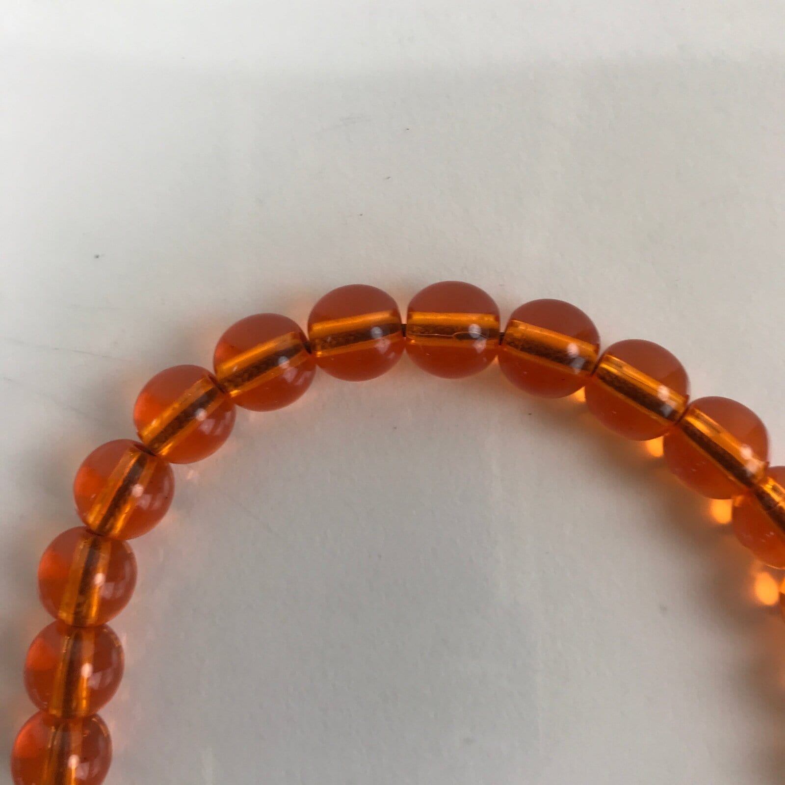 Japanese Buddhist Prayer Bracelet Vtg Rosary Juzu Orange Clear Brown Cord JZ145