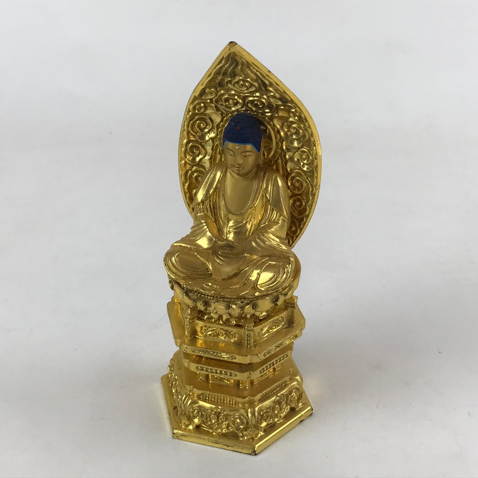 Japanese Buddhist Wood Statue Shaka Nyorai Vtg Altar Fiting Gold Lacquer BA170