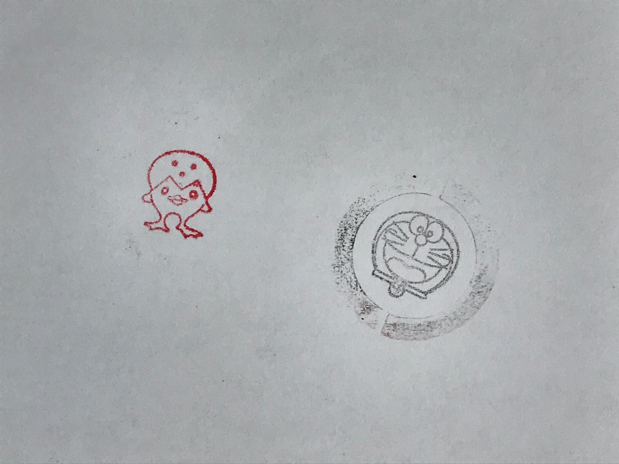 Japanese Cartoon Doraemon Stamp Hanko Inkan Vtg Two Types Doraemon chick HS137