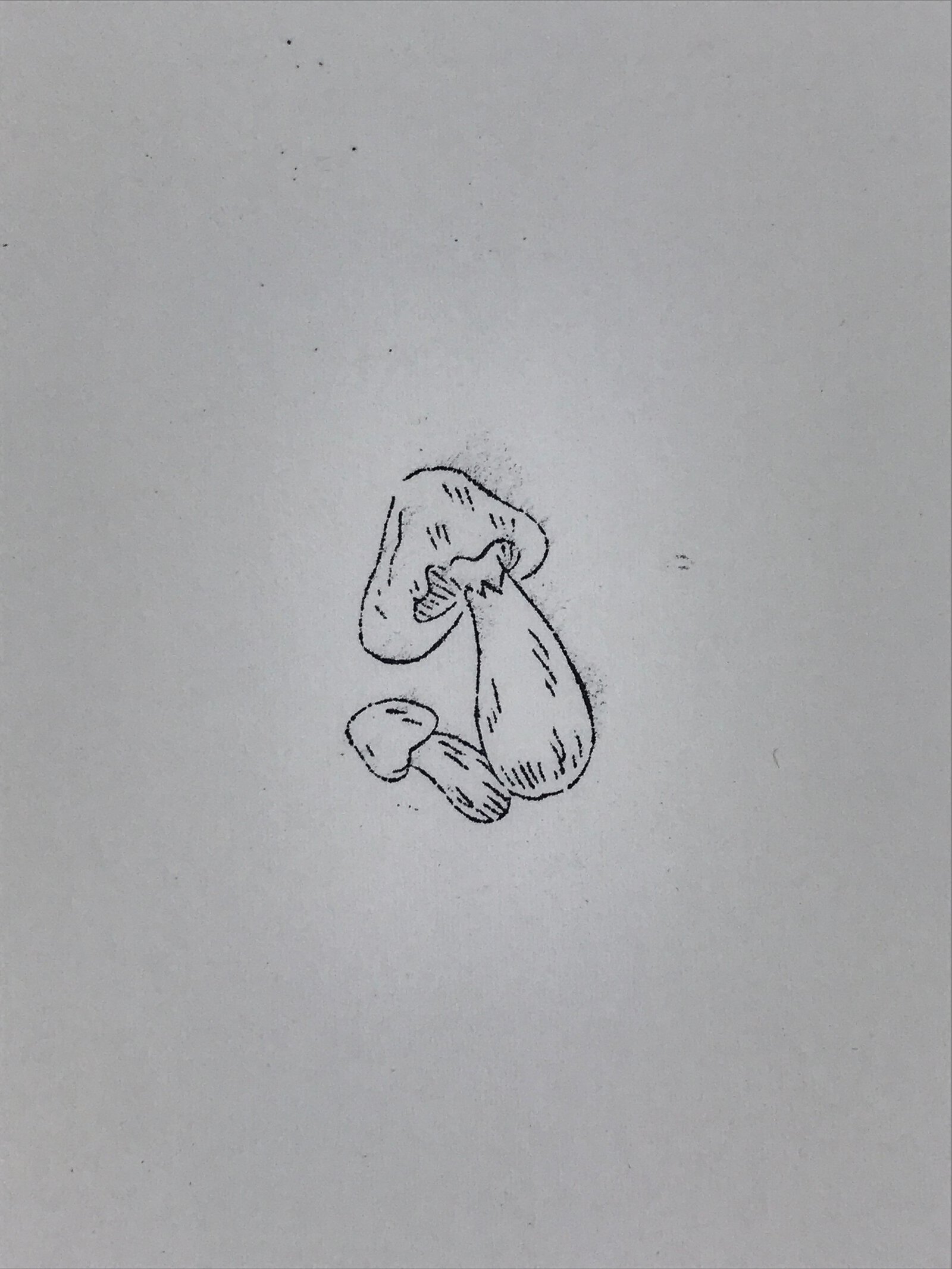 Japanese Carved Rubber Stamp 2 Mushrooms Vtg Sponge Base Stationary HS184