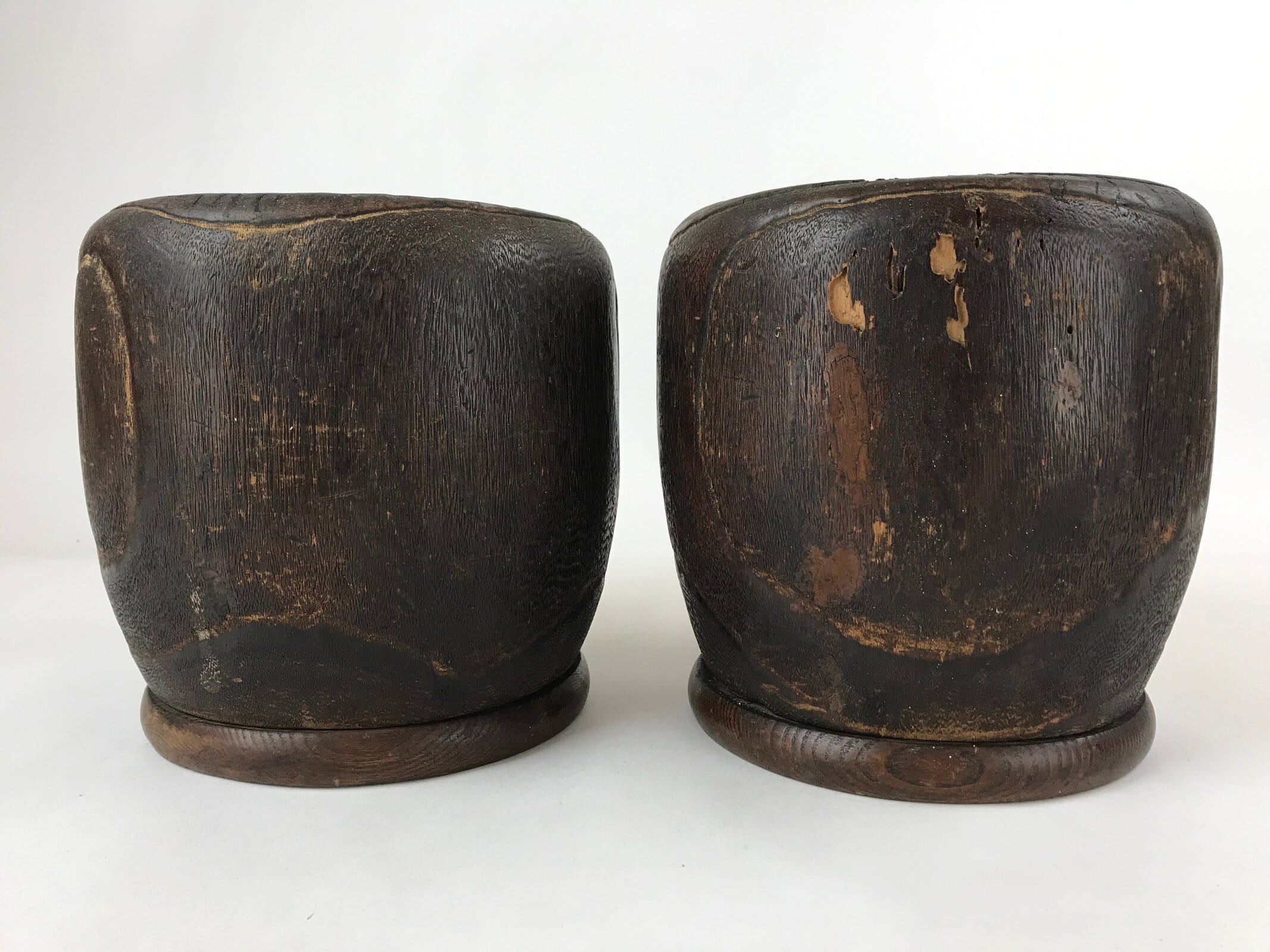 Japanese Carved Wooden Brazier Fire Pit Vtg Hibachi Copper Insert 2pc Set H46