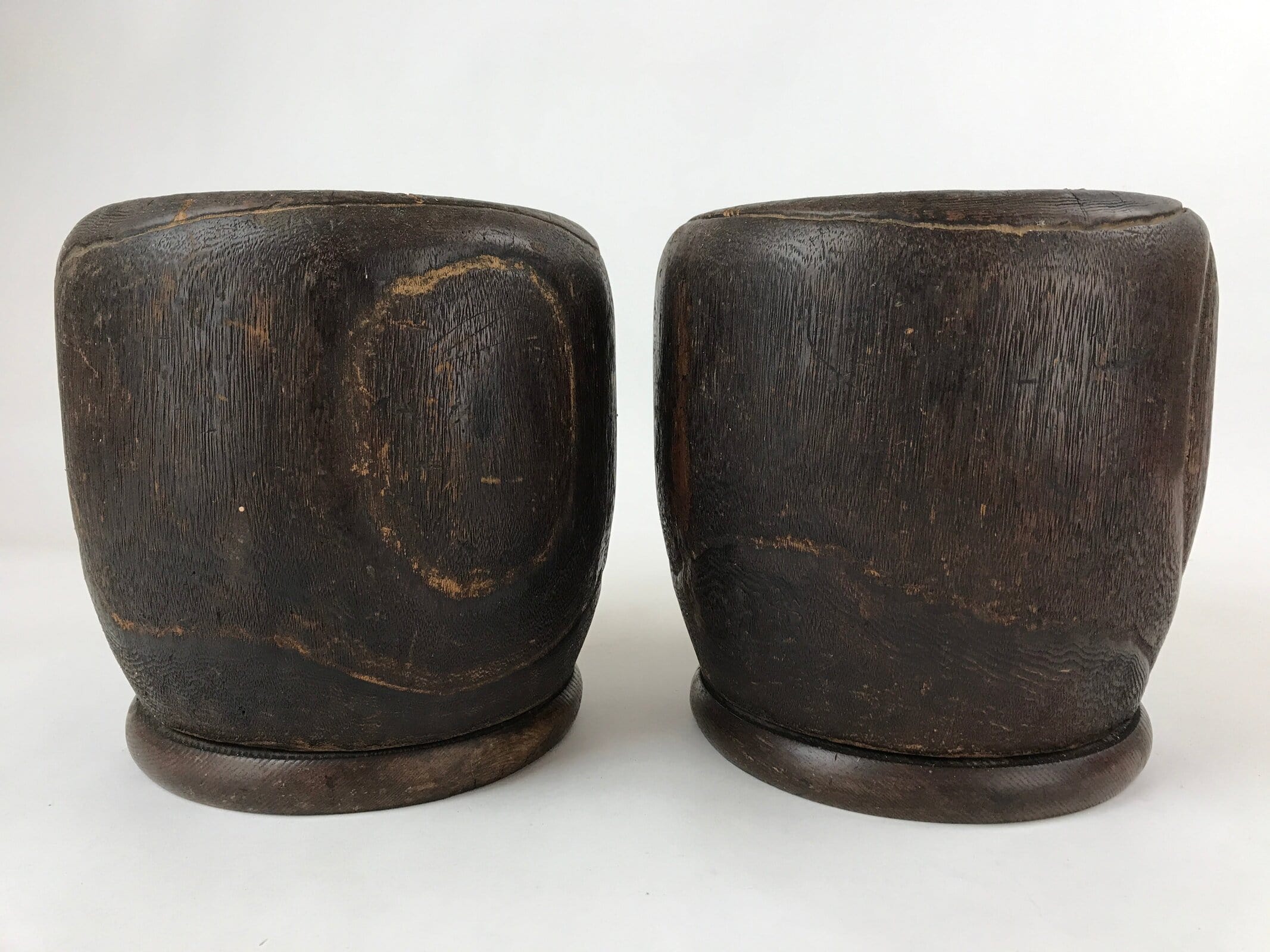 Japanese Carved Wooden Brazier Fire Pit Vtg Hibachi Copper Insert 2pc Set H46