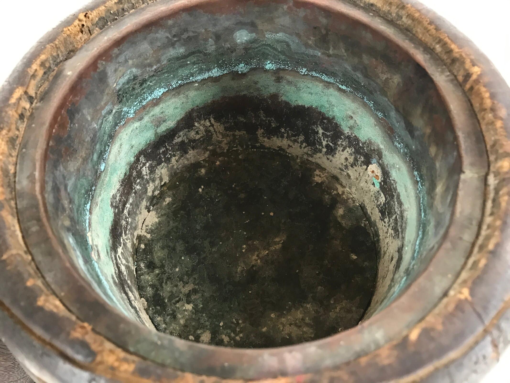 Japanese Carved Wooden Brazier Fire Pit Vtg Hibachi Copper Insert 2pc Set H46