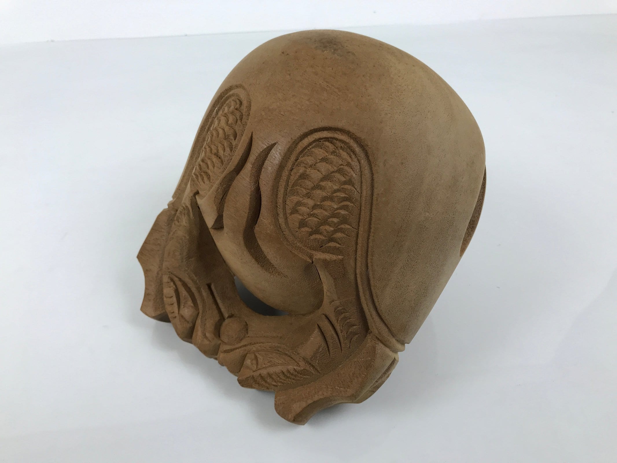 Japanese Carved Wooden Buddhist Drum Mokugyo Set Vtg Altar Fitting Butsugu BA846