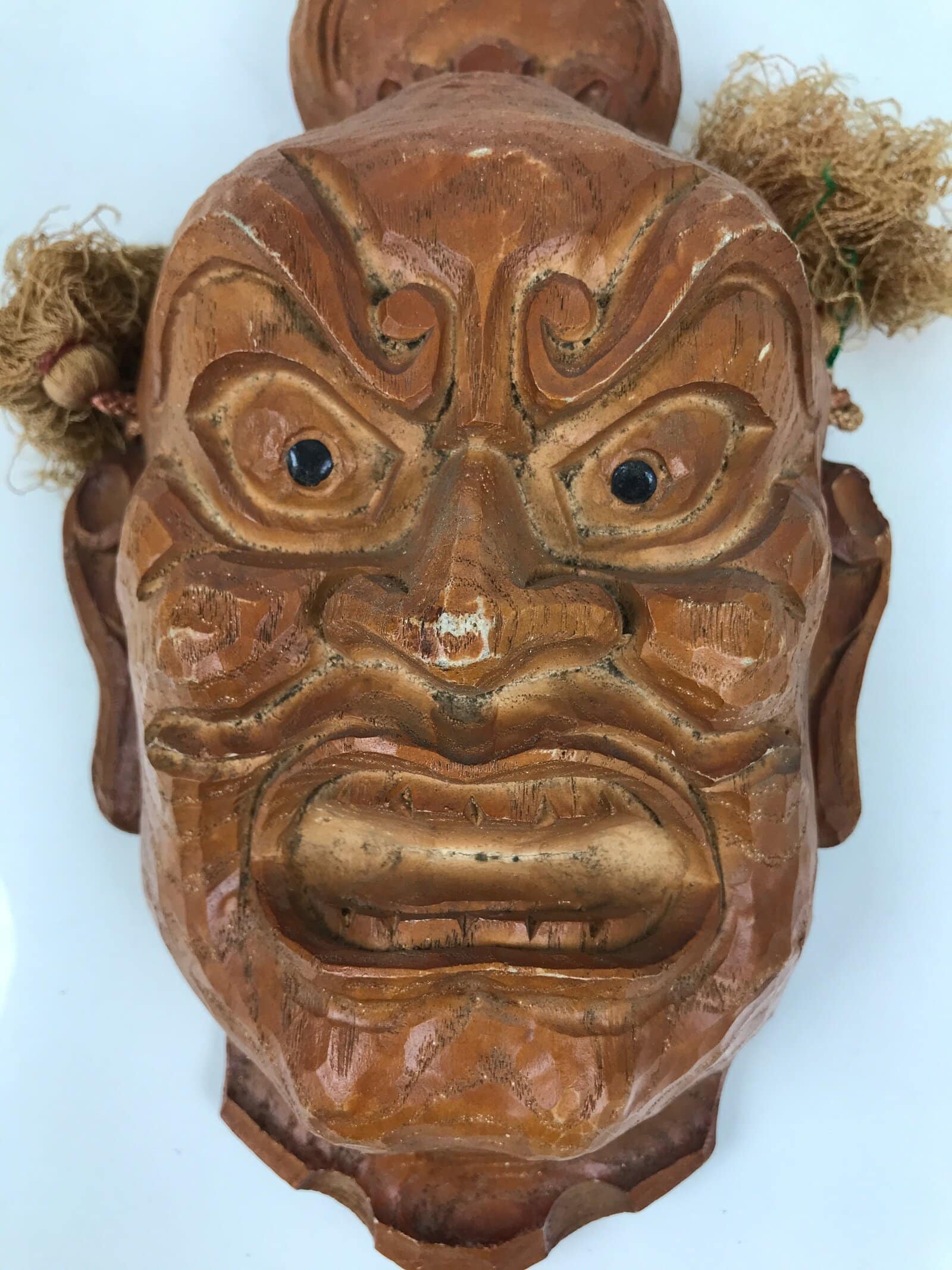 Japanese Carved Wooden Guardian Nio Agyou Mask Vtg Buddhism Todaiji Temple OM67