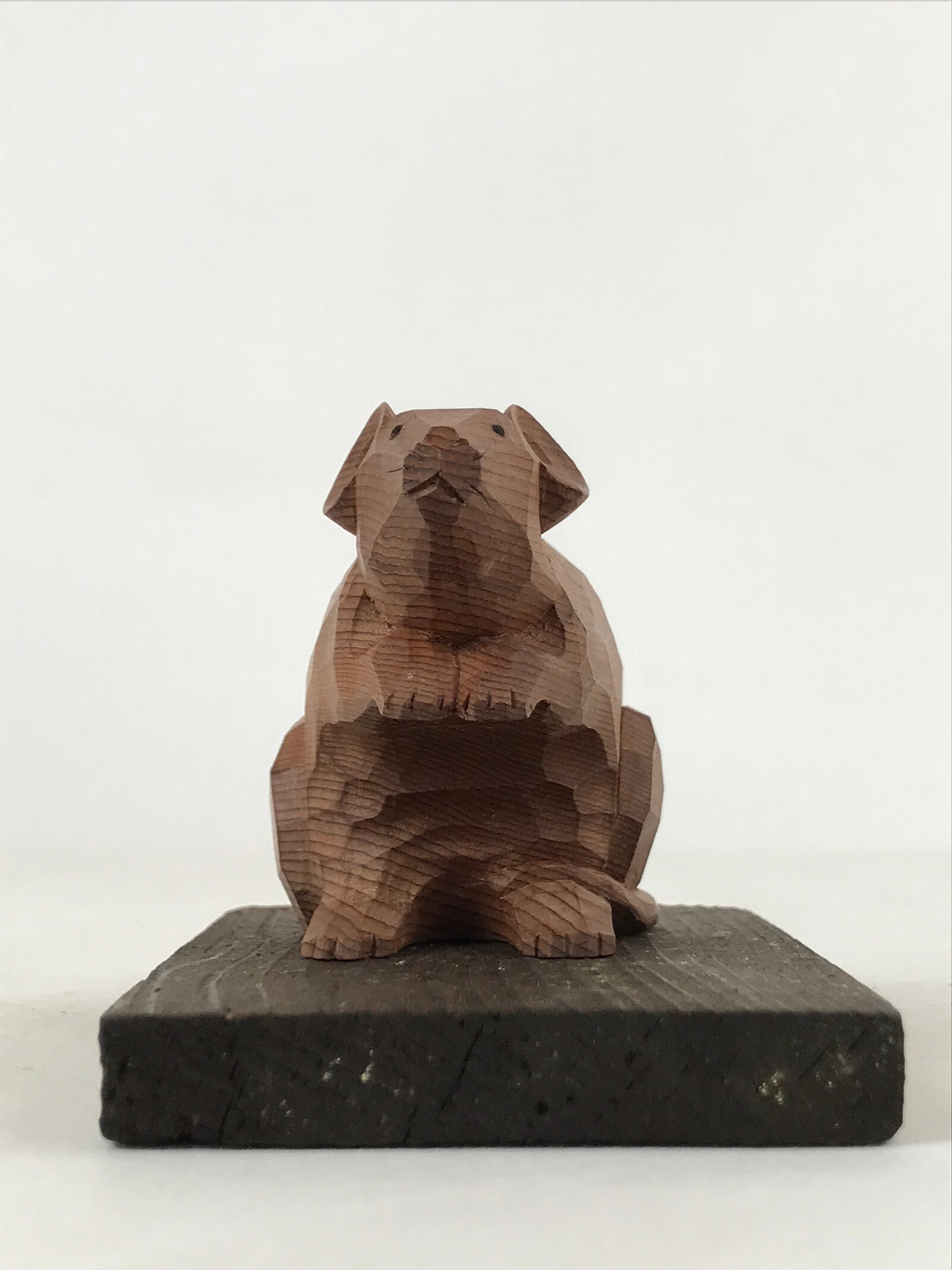 Japanese Carved Wooden Rat Figurine Vtg Zodiac Traditional Craft Brown BD969