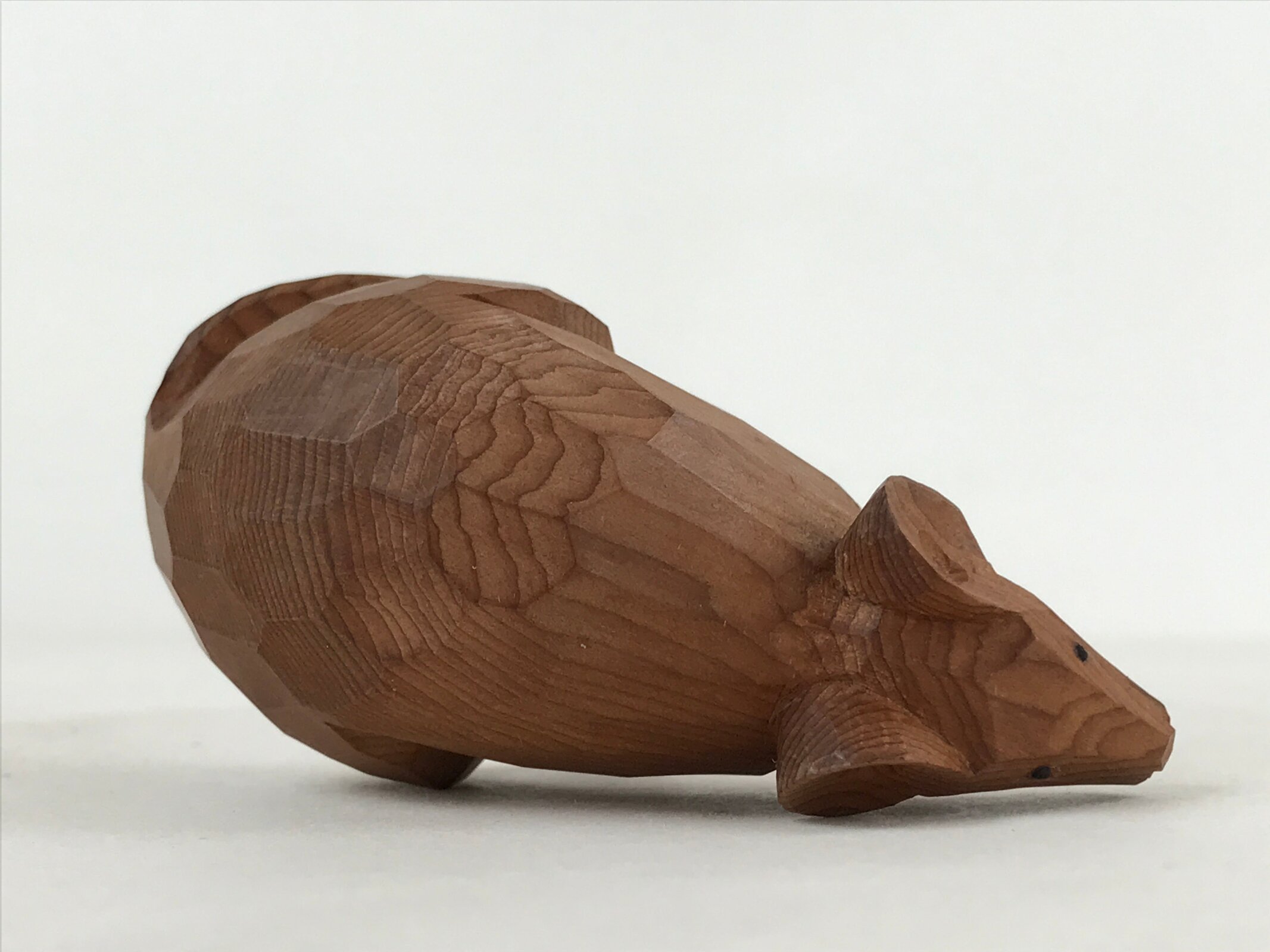 Japanese Carved Wooden Rat Figurine Vtg Zodiac Traditional Craft Brown BD969