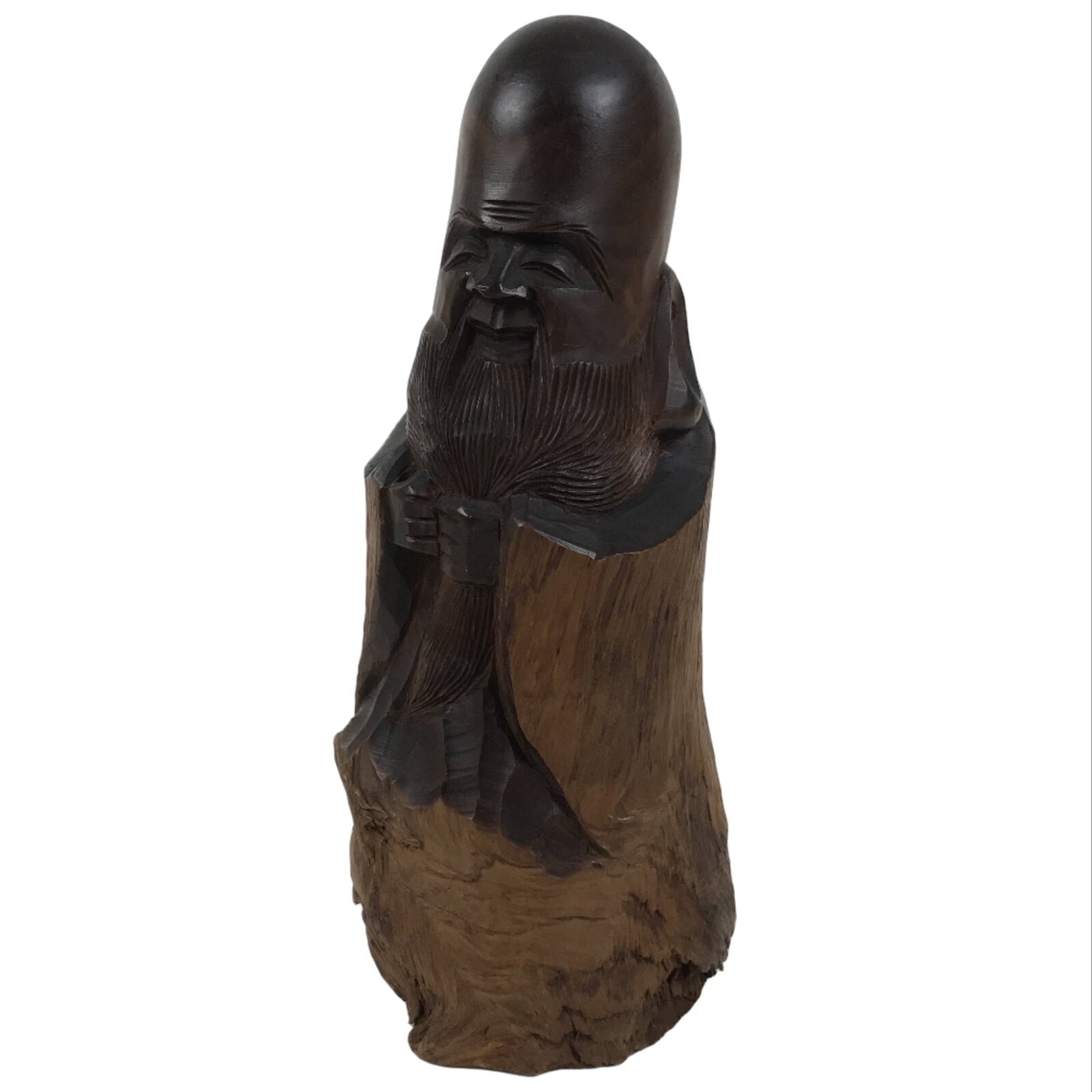 Japanese Carved Wooden Statue Vtg Fukurokuju 7 Lucky Gods Longevity Wealth ST92