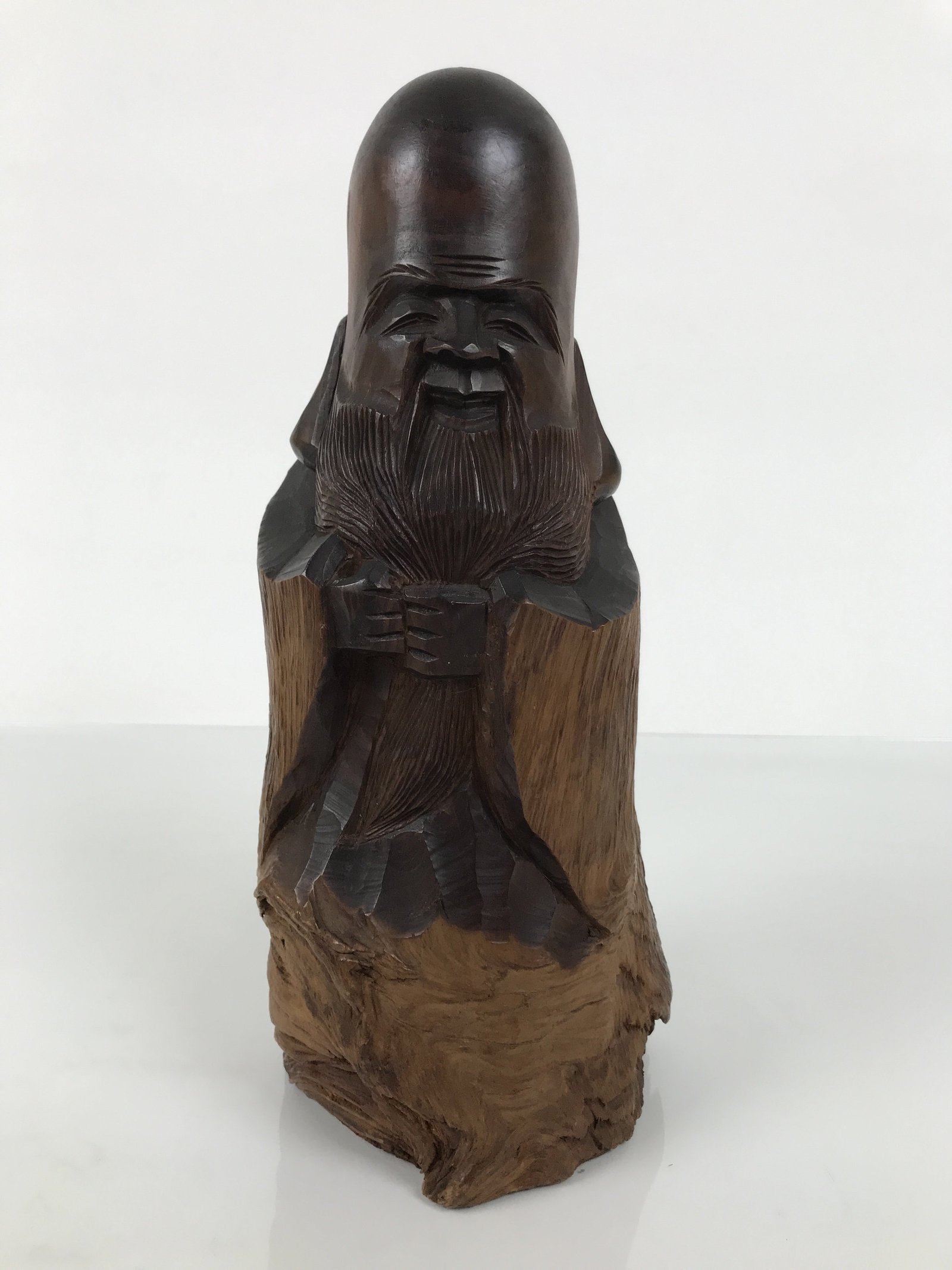 Japanese Carved Wooden Statue Vtg Fukurokuju 7 Lucky Gods Longevity Wealth ST92
