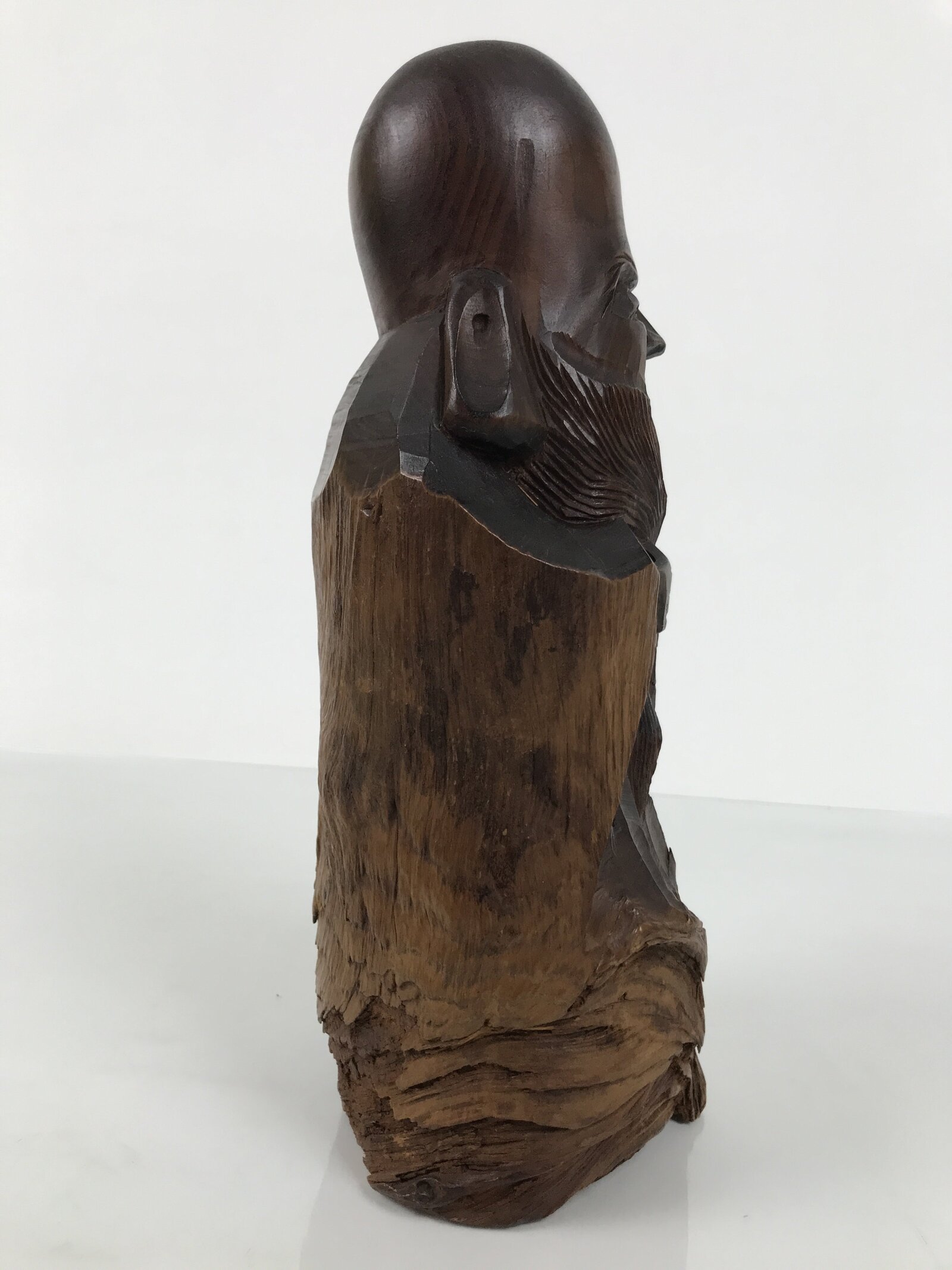 Japanese Carved Wooden Statue Vtg Fukurokuju 7 Lucky Gods Longevity Wealth ST92