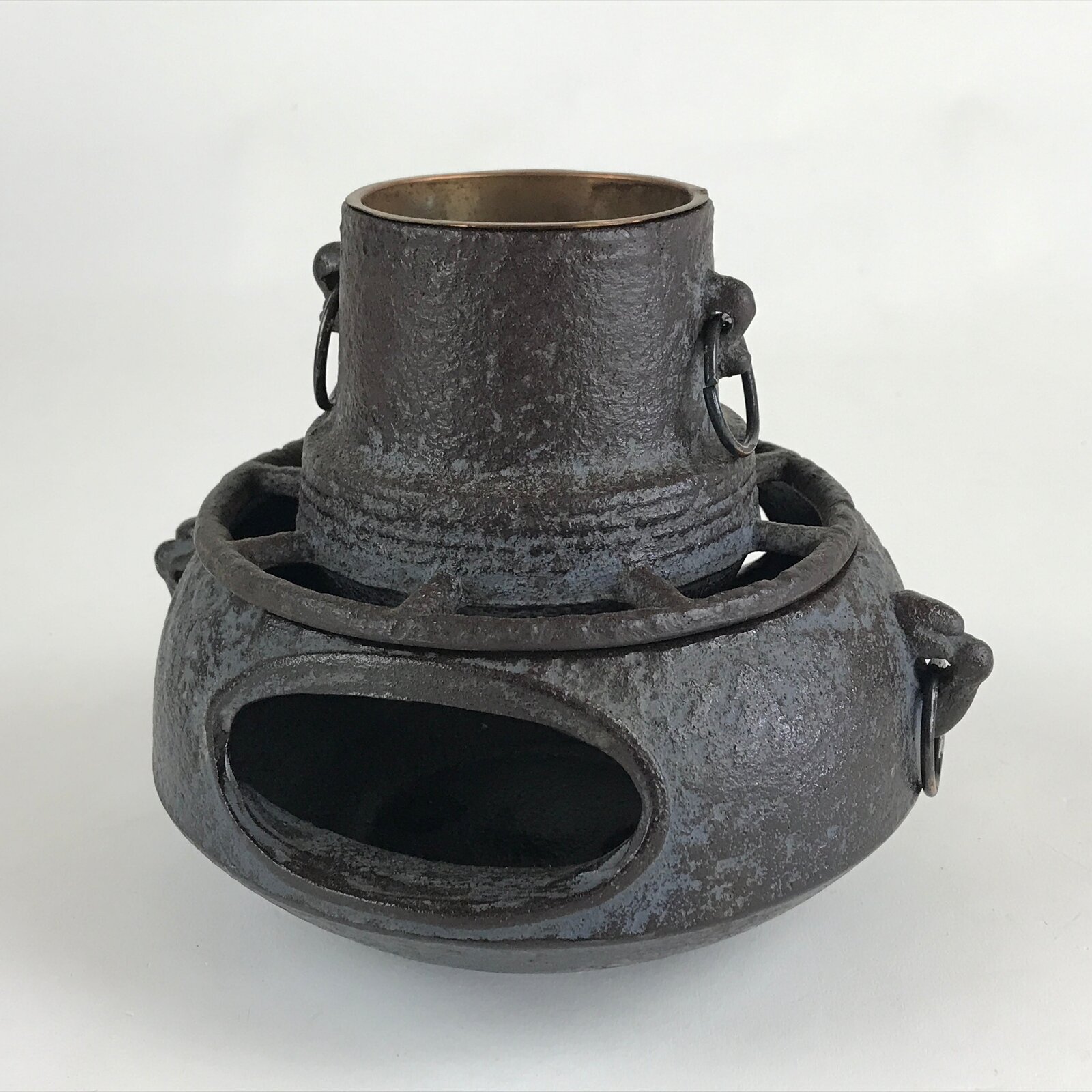 Japanese Cast Iron Kettle Chagama Pot Vtg Tetsu Furo Tea Ceremony Sado C24