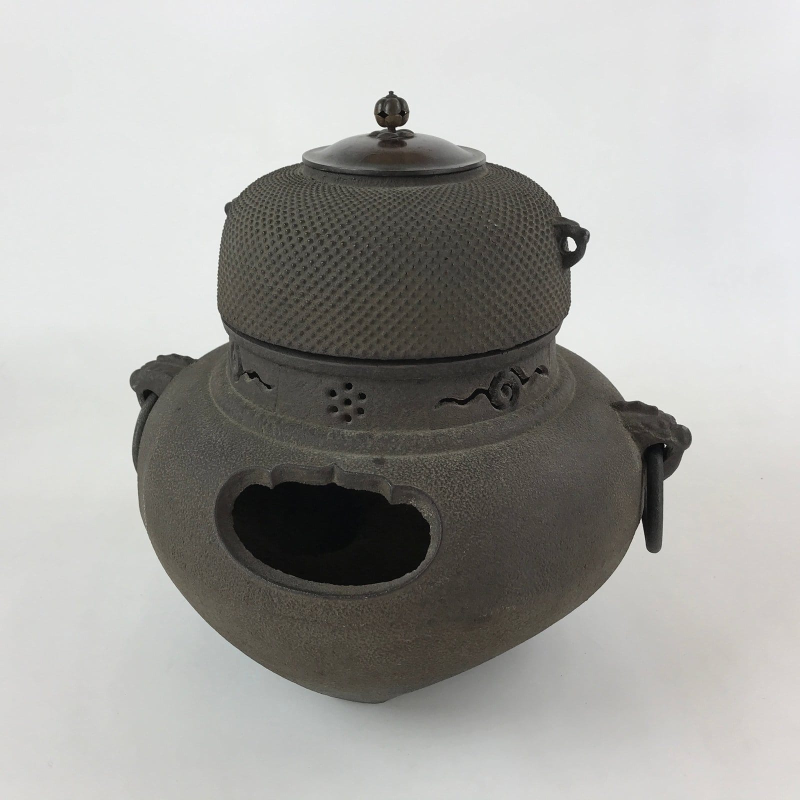 Japanese Cast Iron Kettle Chagama Pot Vtg Tetsu Furo Tea Ceremony Sado C28