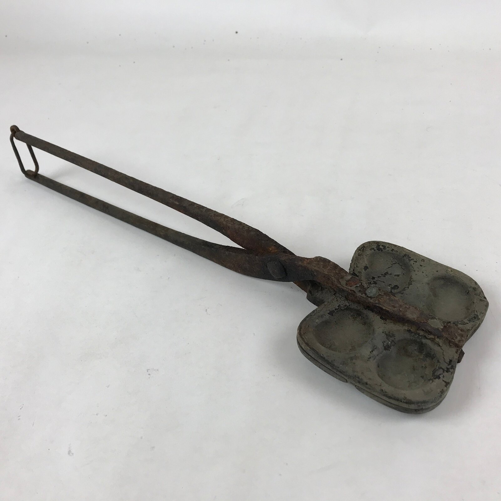 Japanese Cast Iron Monaka Shell Baking Mold Vtg Sweet Confection Hand Press T110