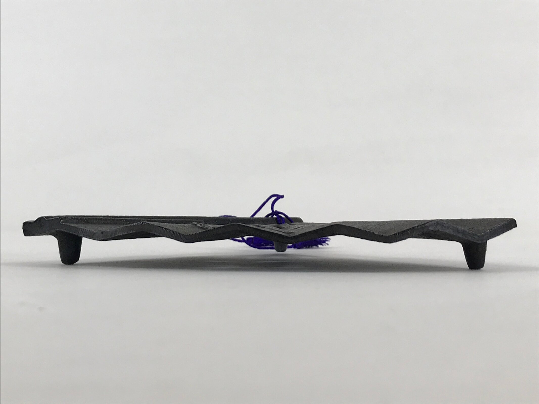 Japanese Cast Iron Trivet Vtg Nanbu Tekki Nabeshiki Sensu Folding Fan Black T102