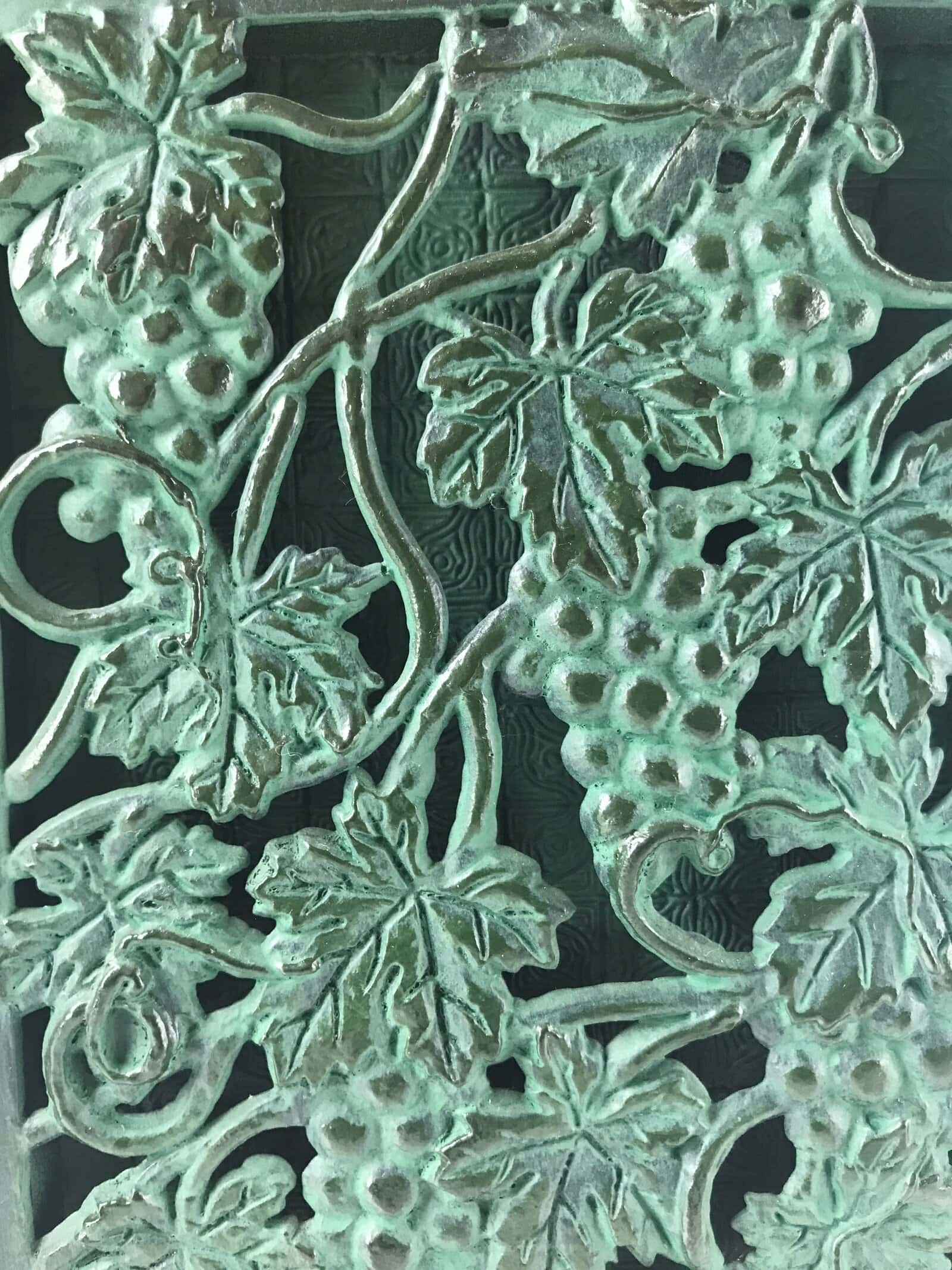 Japanese Cast Iron Vase Kabin Vtg Ikebana Flower Arrangement Green Floral PX722