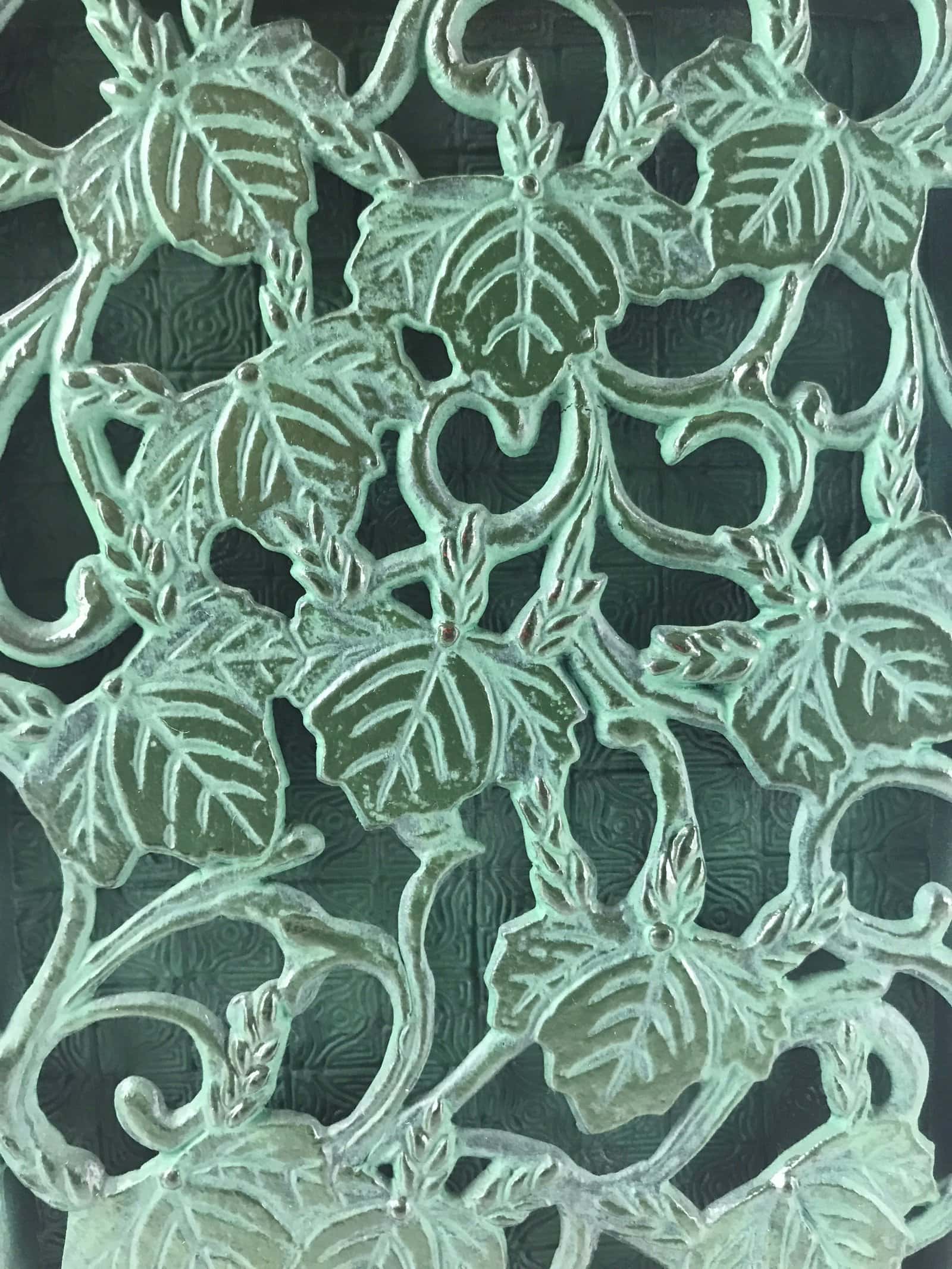 Japanese Cast Iron Vase Kabin Vtg Ikebana Flower Arrangement Green Floral PX722