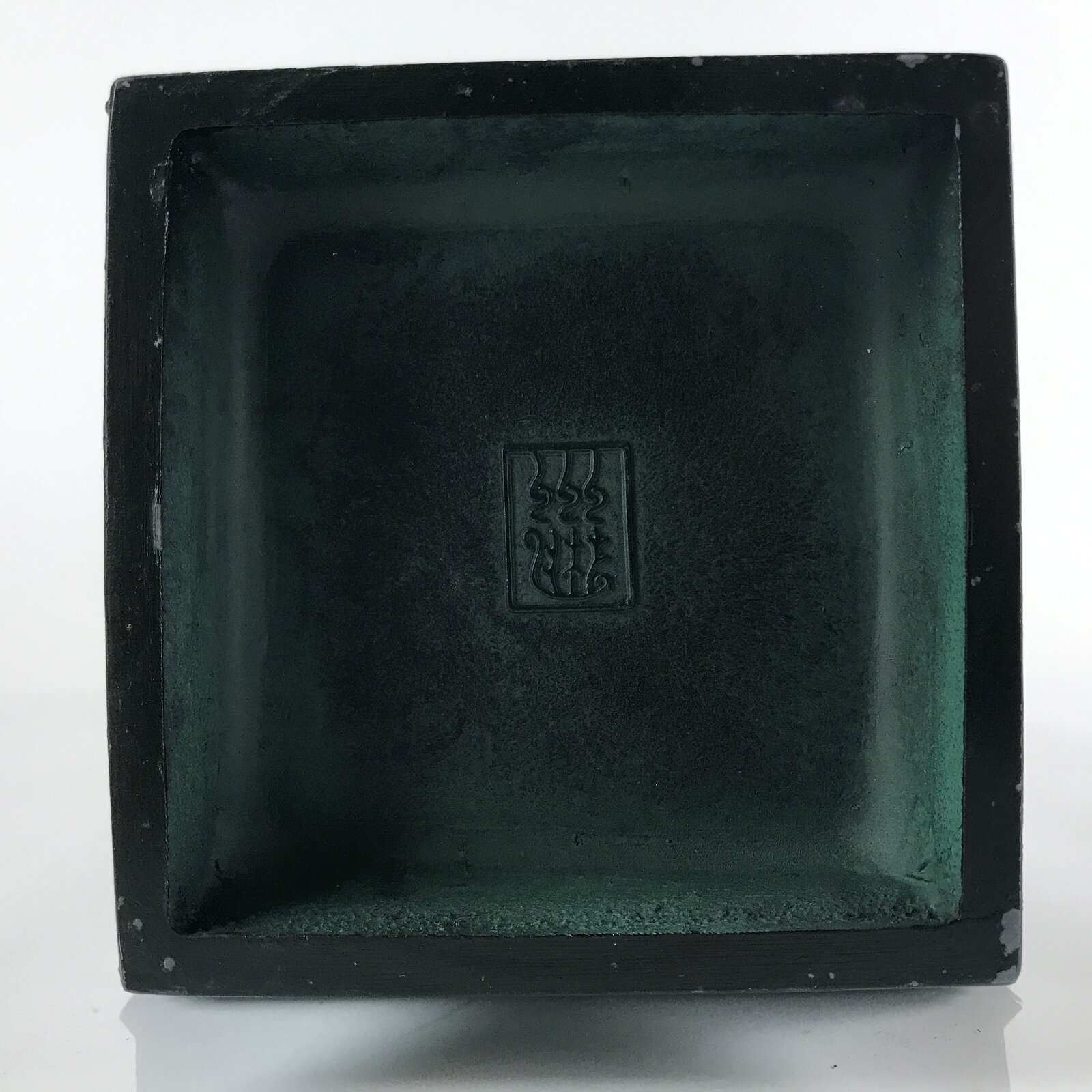 Japanese Cast Iron Vase Kabin Vtg Ikebana Flower Arrangement Green Floral PX722