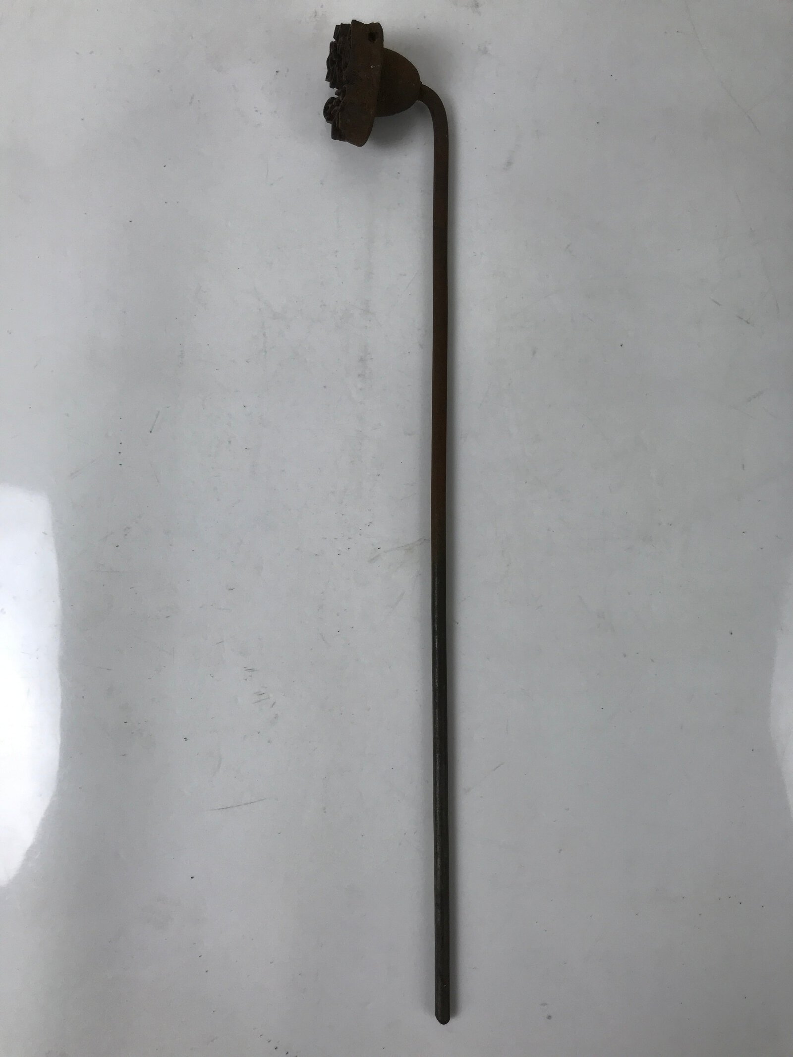 Japanese Cast Iron Yaki-In Branding Stamp Vtg Wood Craft Sweet Lotus Flower T142