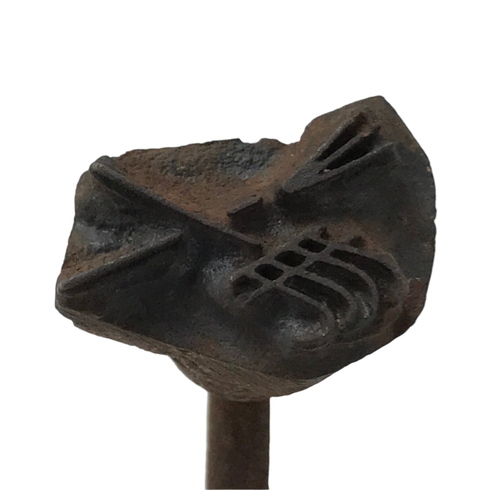 Japanese Cast Iron Yaki-In Branding Stamp Vtg Wood Craft Sweets Broom Rake T151