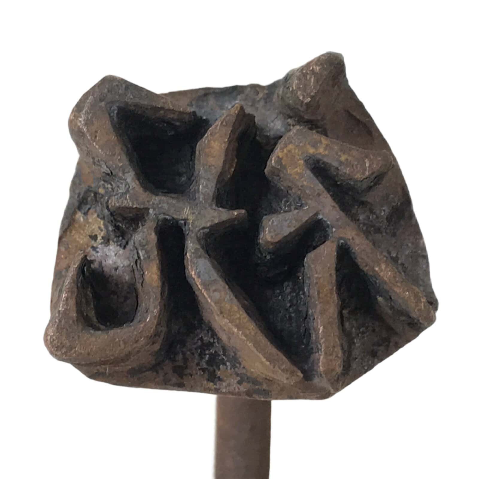 Japanese Cast Iron Yaki-In Branding Stamp Vtg Wood Craft Sweets Kanji Iwai T127