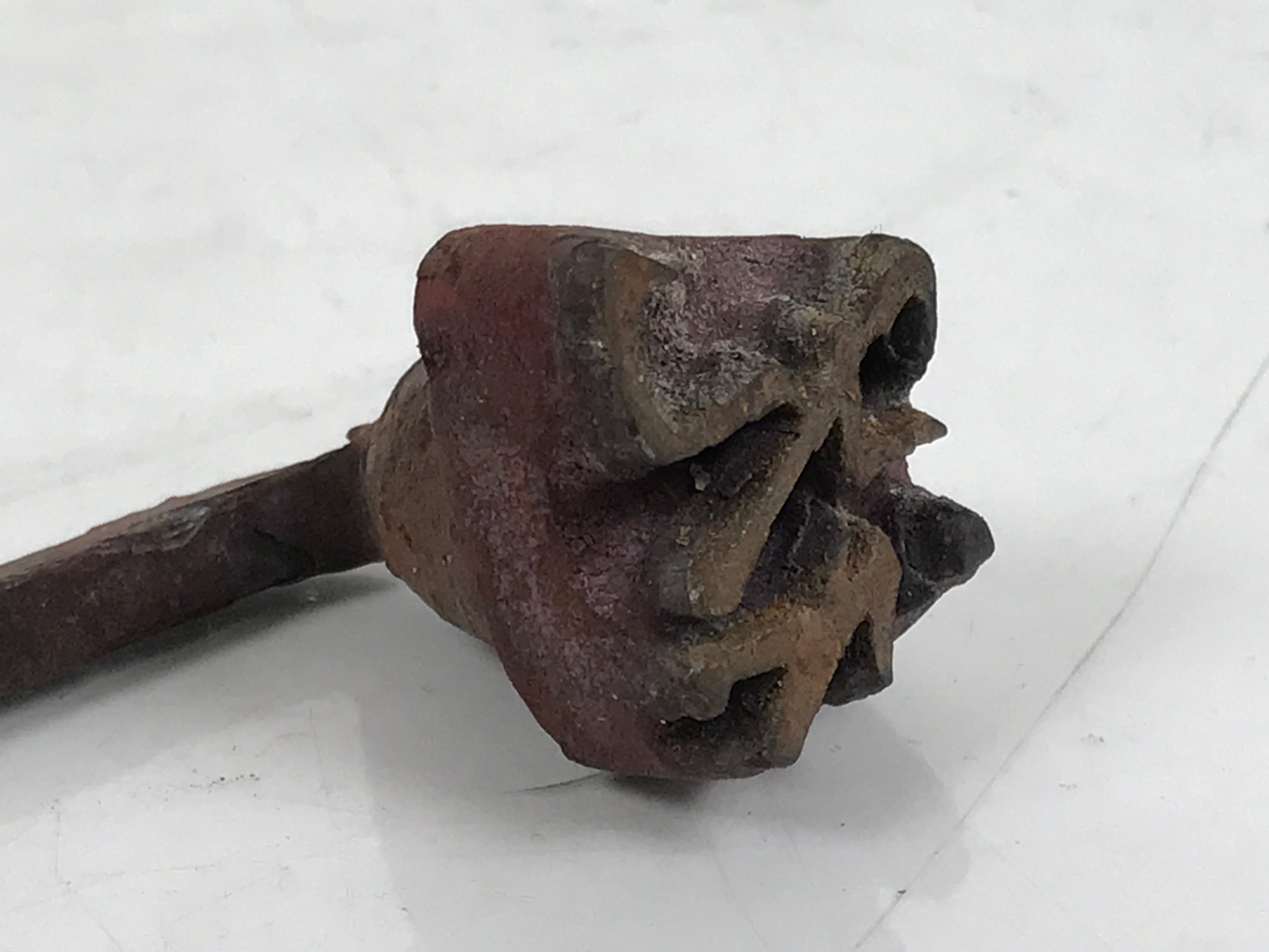 Japanese Cast Iron Yaki-In Branding Stamp Vtg Wood Craft Sweets Kanji Iwai T162