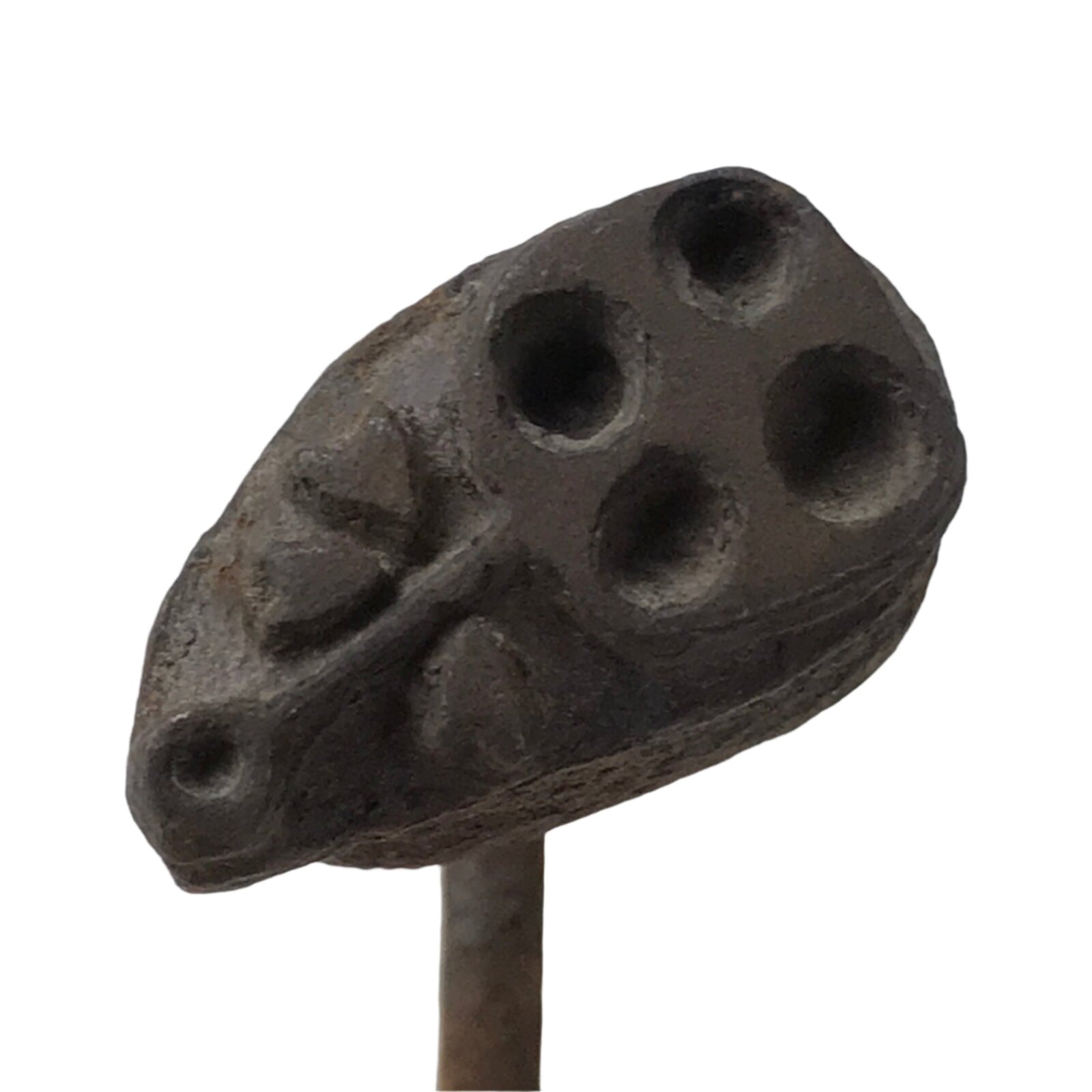 Japanese Cast Iron Yaki-In Branding Stamp Vtg Wood Craft Sweets Lotus Pod T140