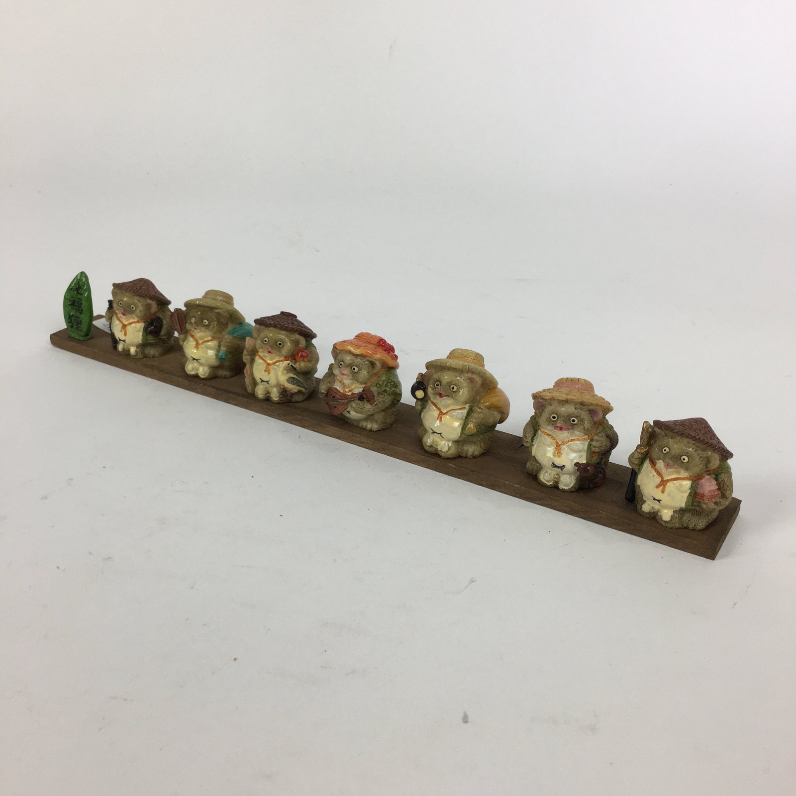 Japanese Ceramic 7 Lucky Gods Statue Raccoon Dog Vtg Figurine Okimono BD762