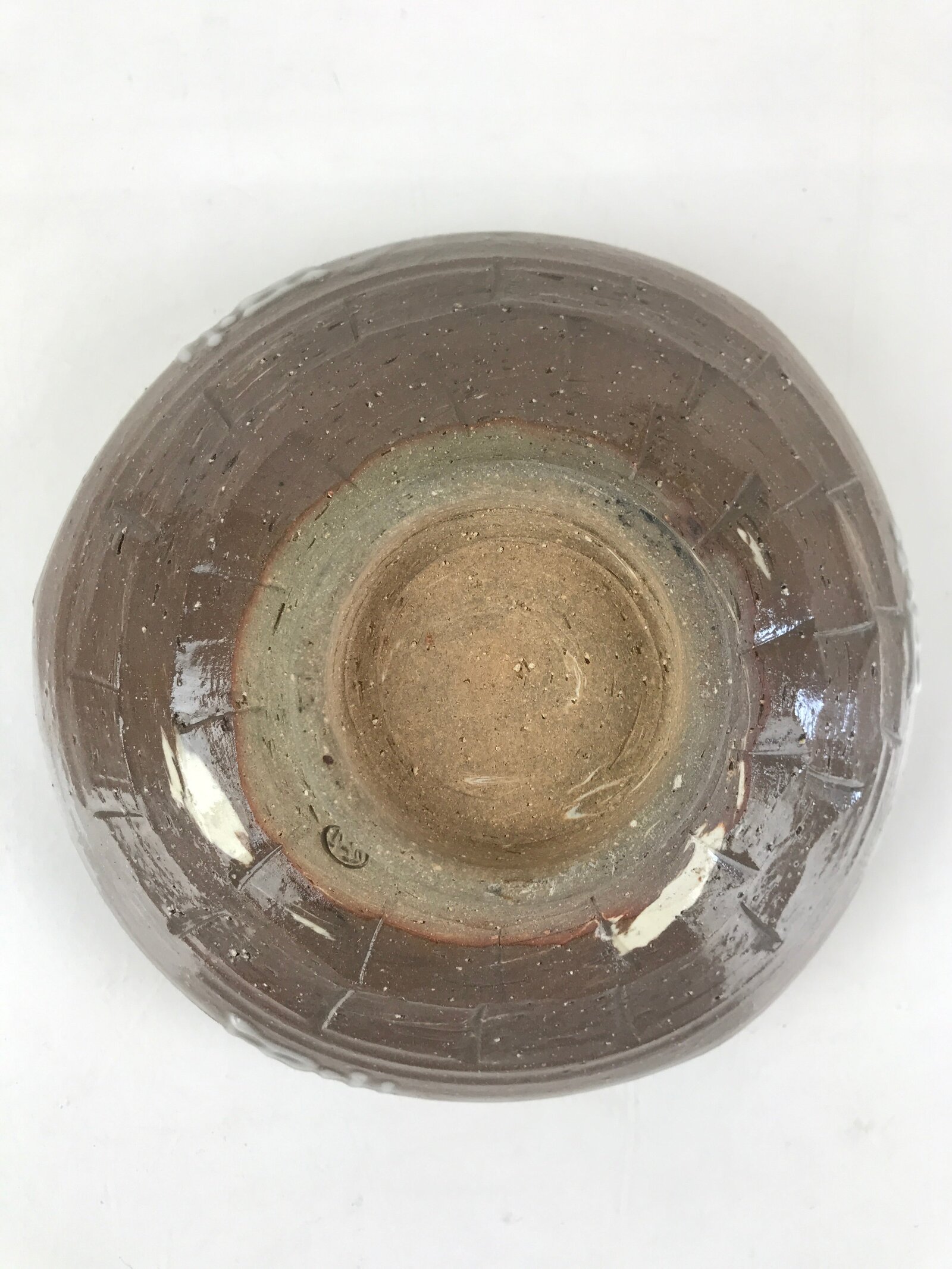 Japanese Ceramic Bowl Kashiki Kashibachi Vtg Pottery Kanji Happiness Joy Brown PX678