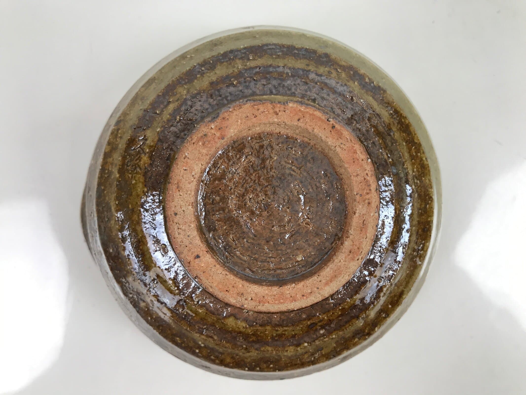 Japanese Ceramic Bowl Kobachi Owan Vtg Katakuchi Nimono Nabe Green Brown Y123