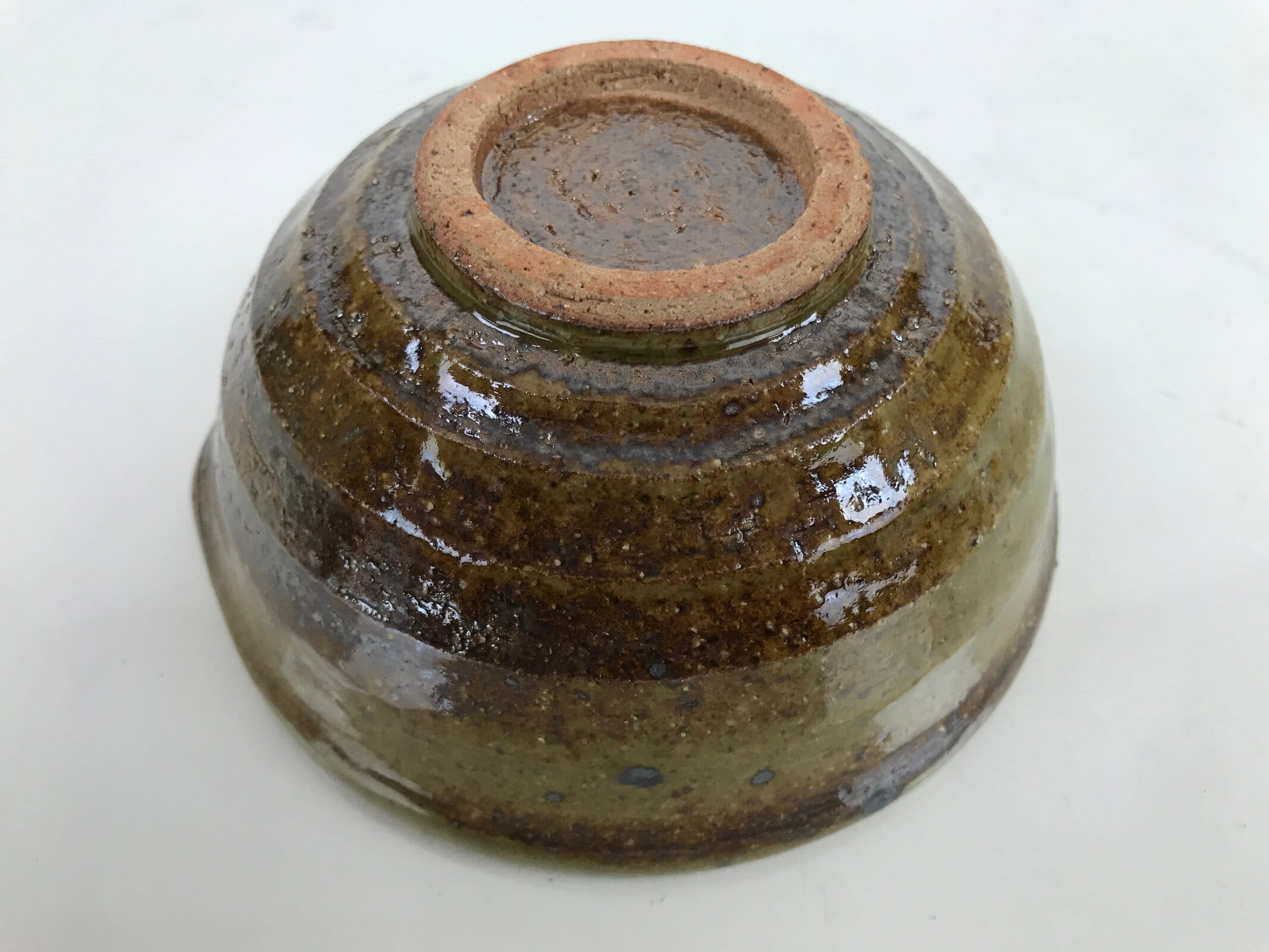 Japanese Ceramic Bowl Kobachi Owan Vtg Katakuchi Nimono Nabe Green Brown Y123