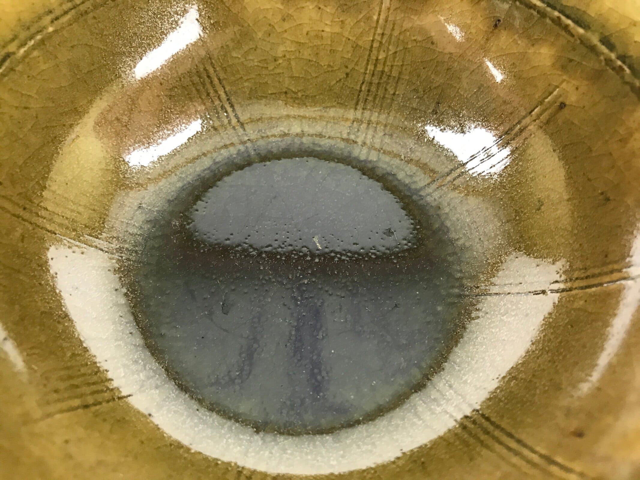 Japanese Ceramic Bowl Kobachi Owan Vtg Katakuchi Nimono Nabe Green Brown Y124