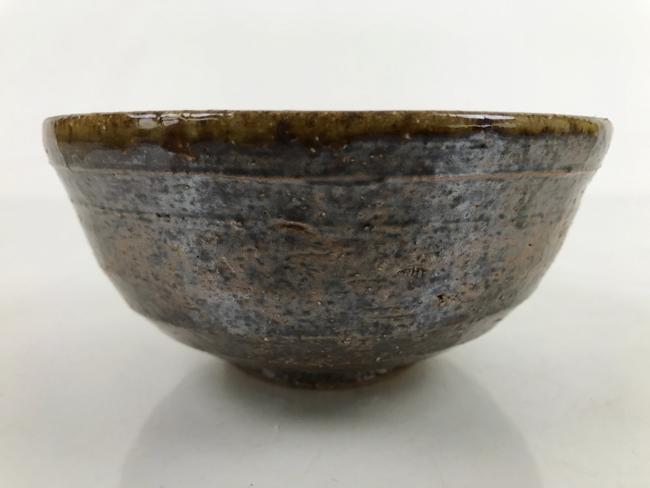 Japanese Ceramic Bowl Kobachi Owan Vtg Katakuchi Nimono Nabe Green Brown Y124