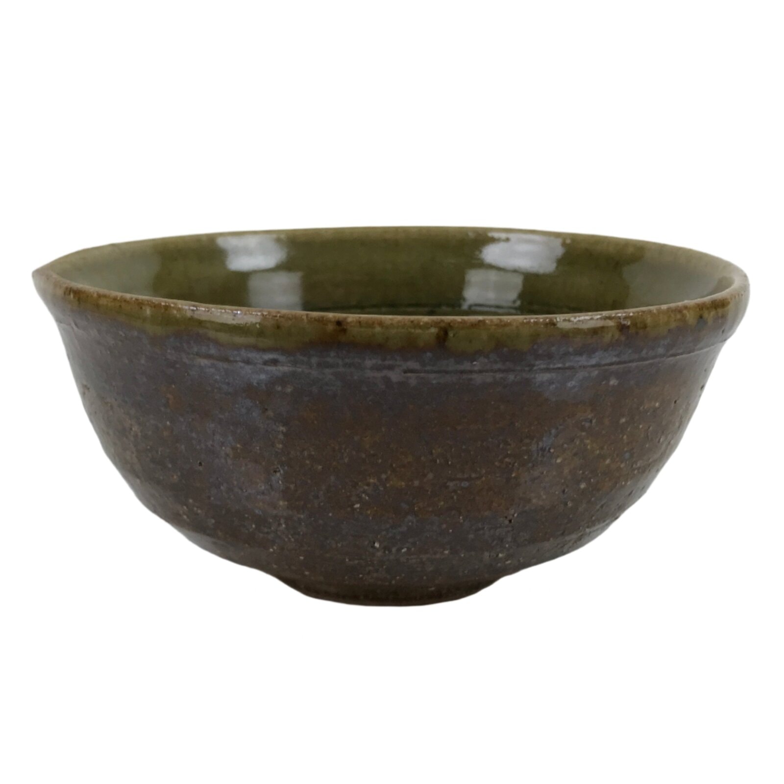 Japanese Ceramic Bowl Kobachi Owan Vtg Katakuchi Nimono Nabe Green Brown Y126