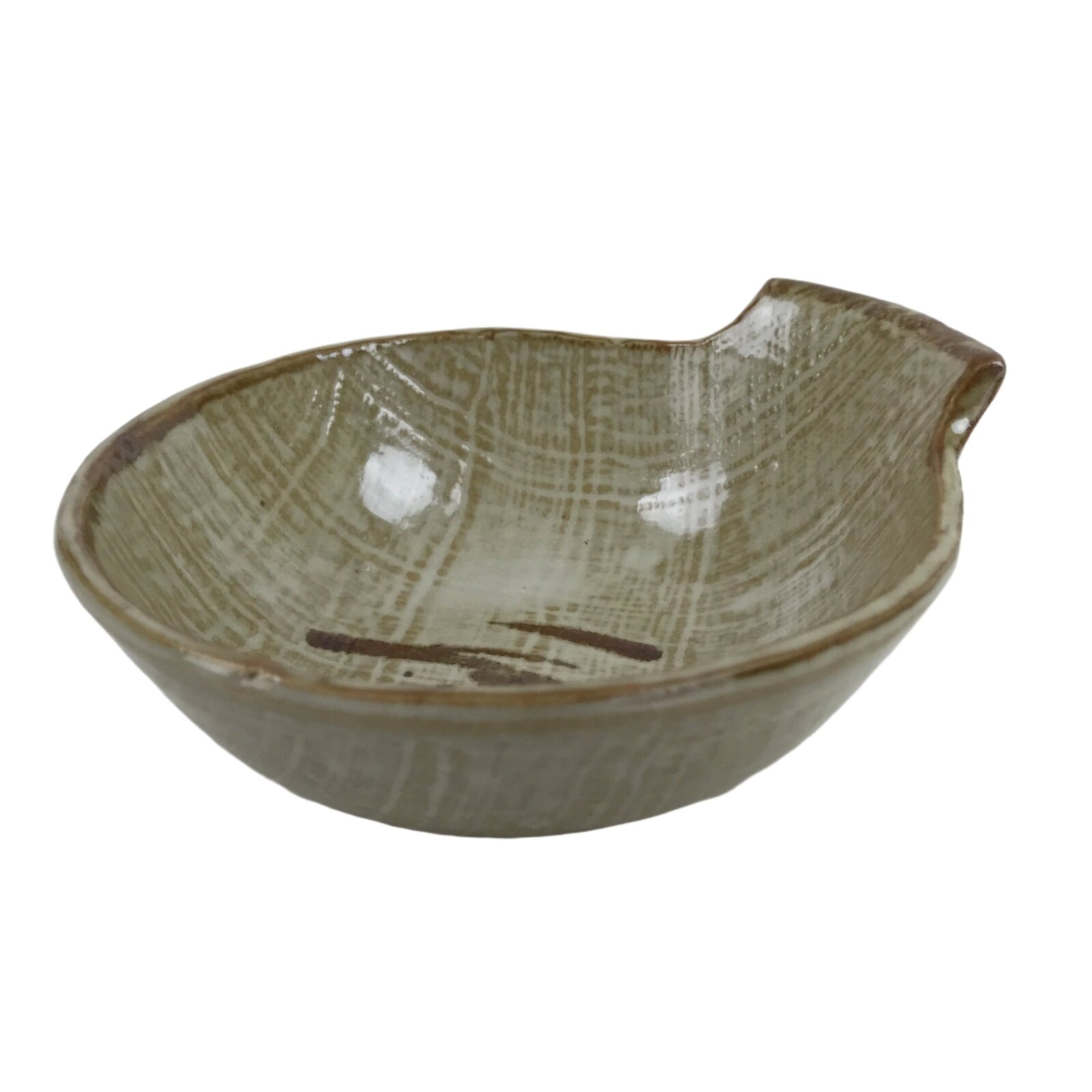 Japanese Ceramic Bowl Kobachi Vtg Nabe Side Dish Spike Rice Light Brown Y162