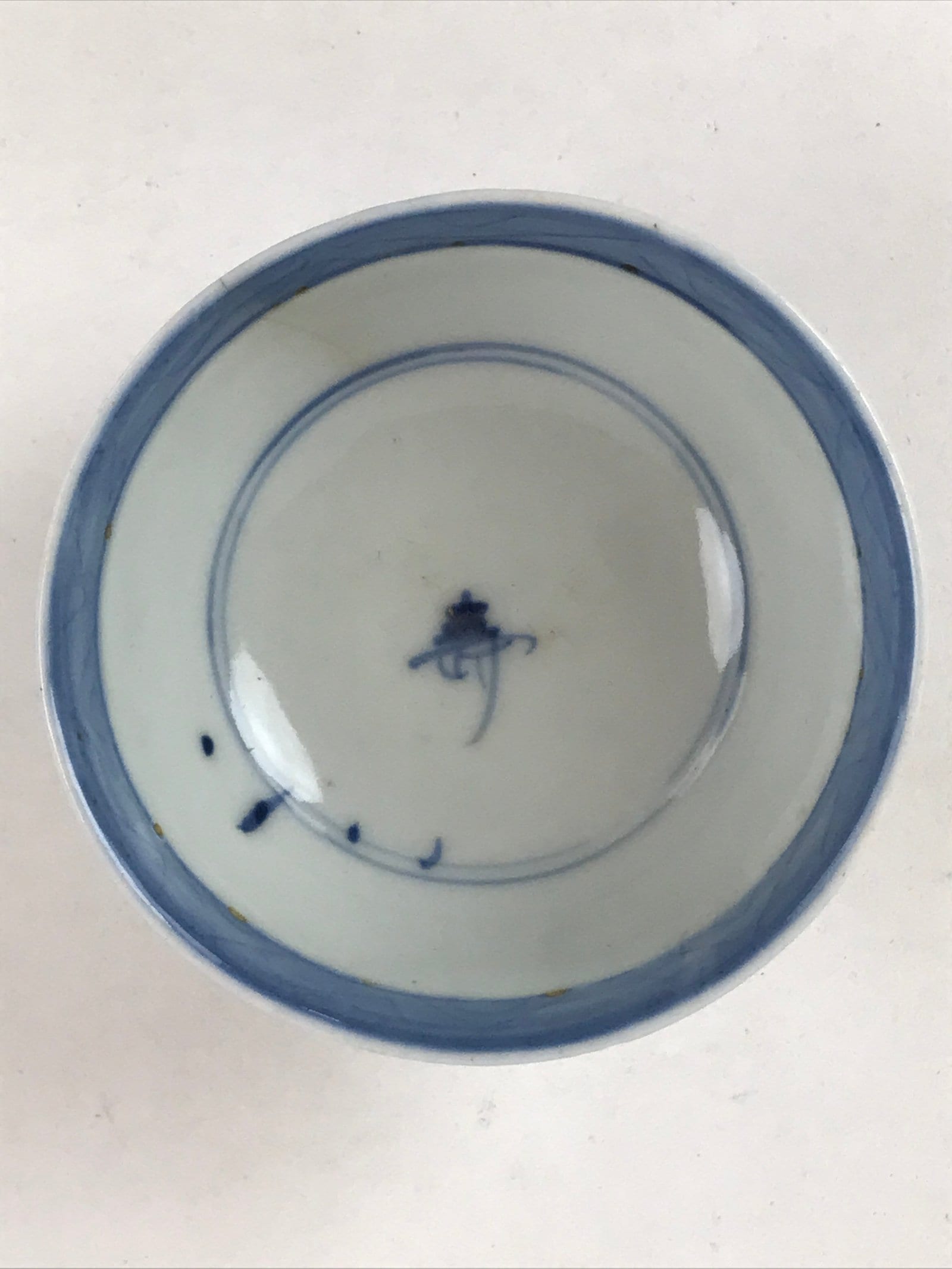 Japanese Ceramic Chawan Lidded Bowl Vtg White Blue Floral Design Pottery PY500